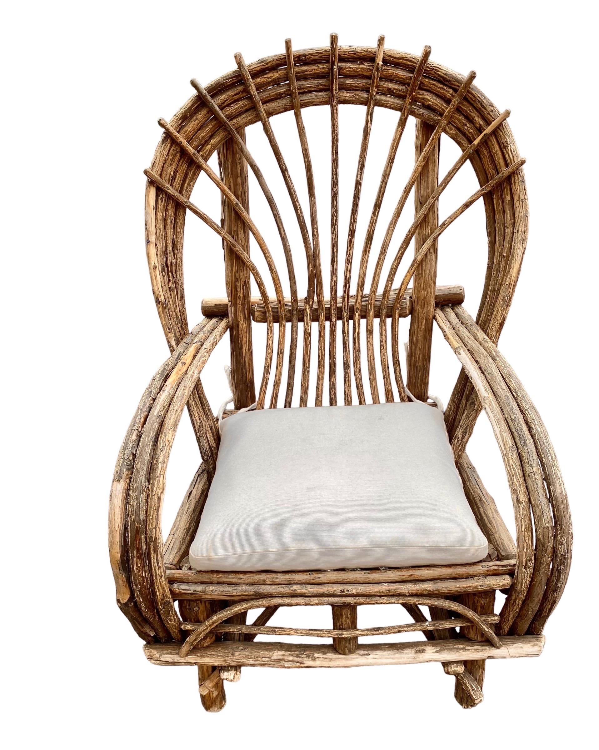 Pair of Hade Crafted Bent Willow Rustic Arm Chairs 1