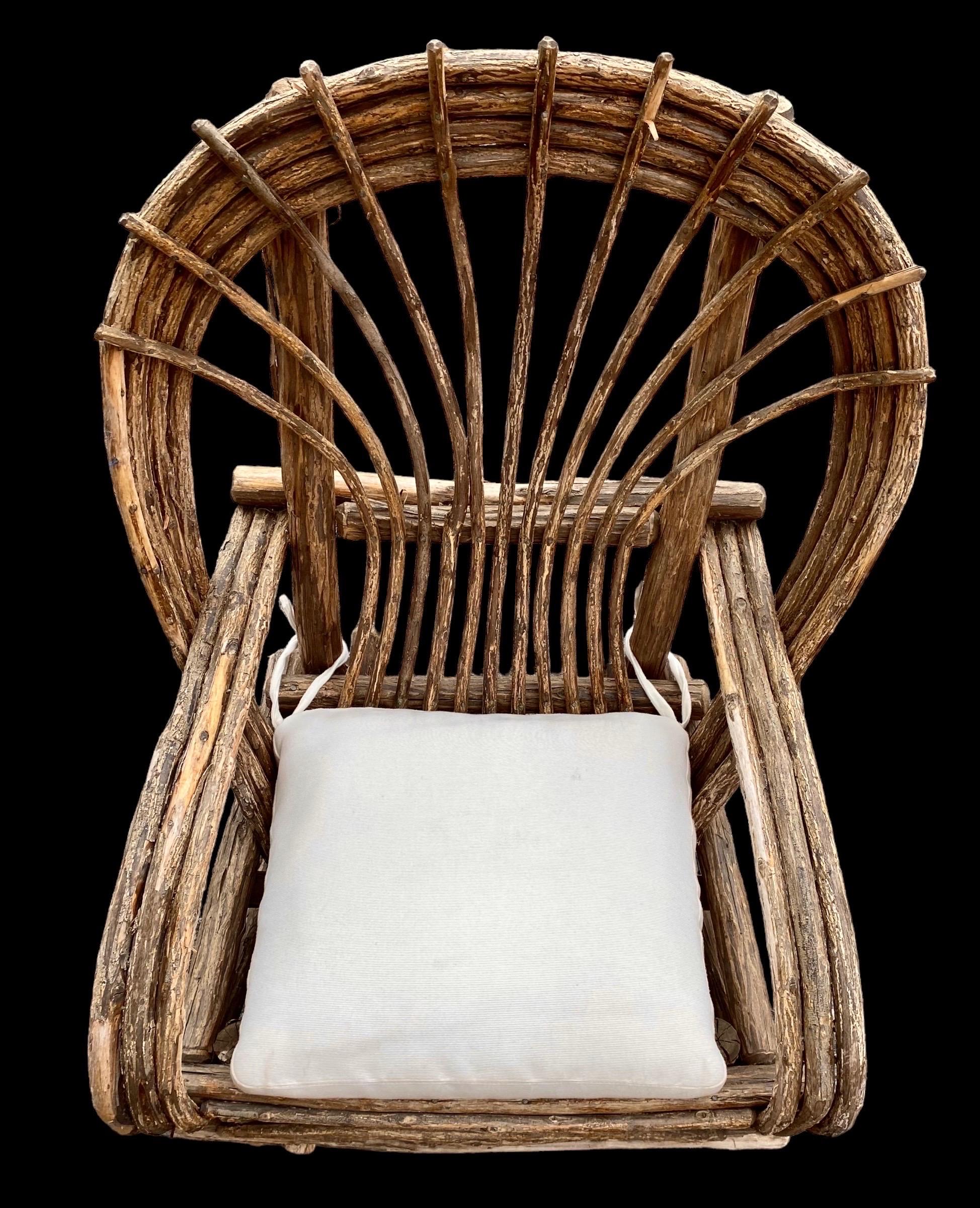 Pair of Hade Crafted Bent Willow Rustic Arm Chairs 3