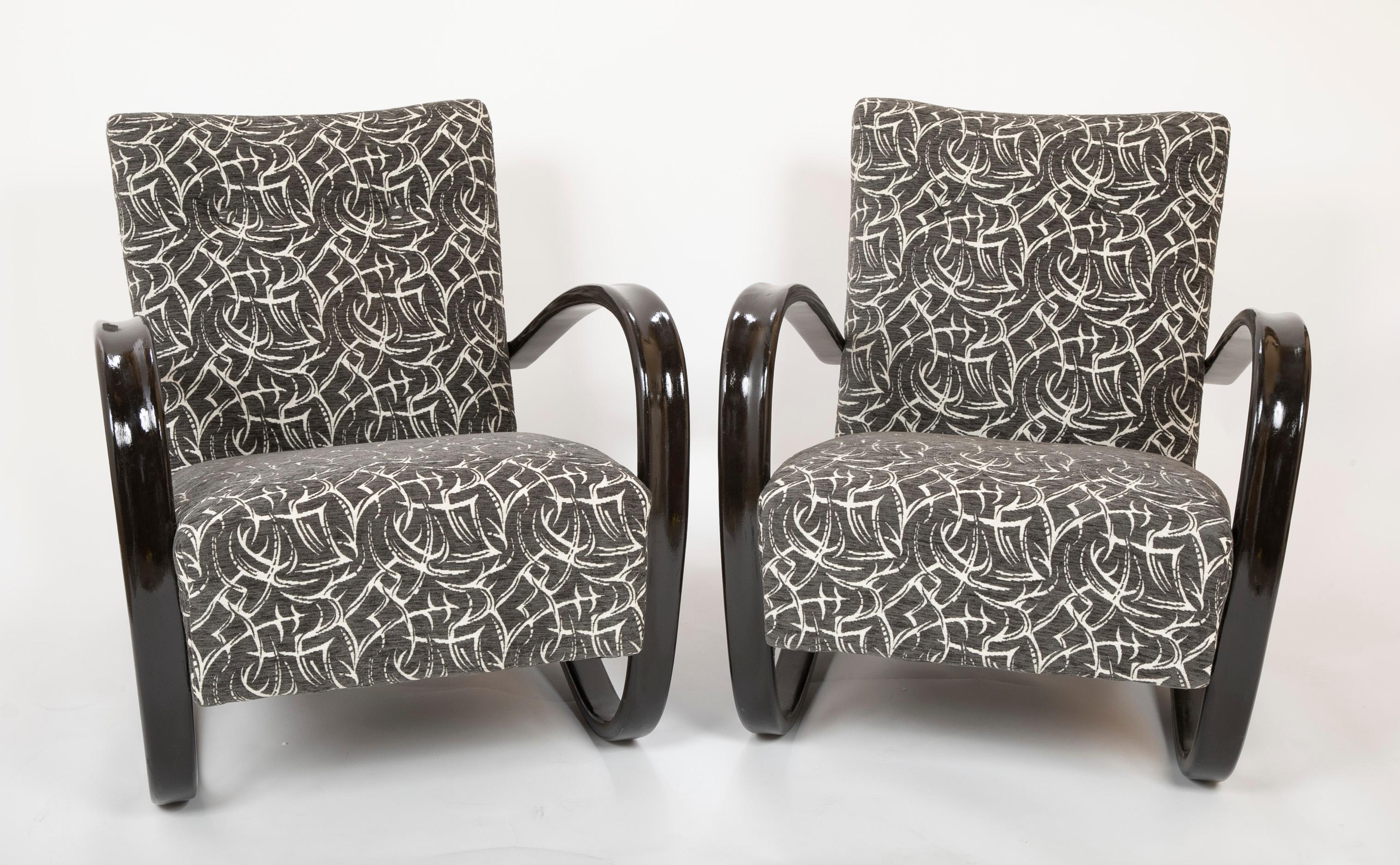 Modern Pair of Halabala Chairs Designed by Jindrich Halabala