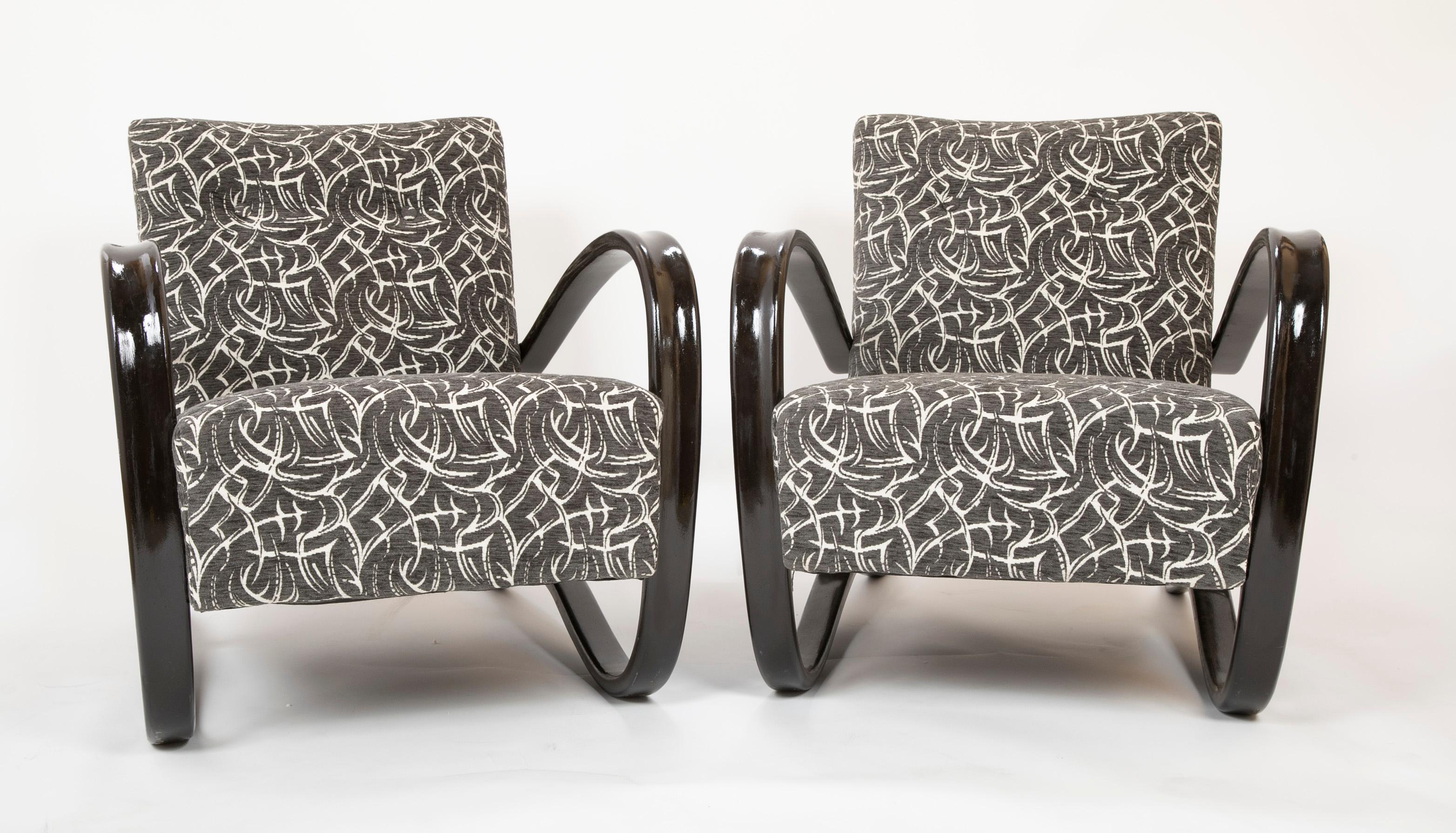 Czech Pair of Halabala Chairs Designed by Jindrich Halabala