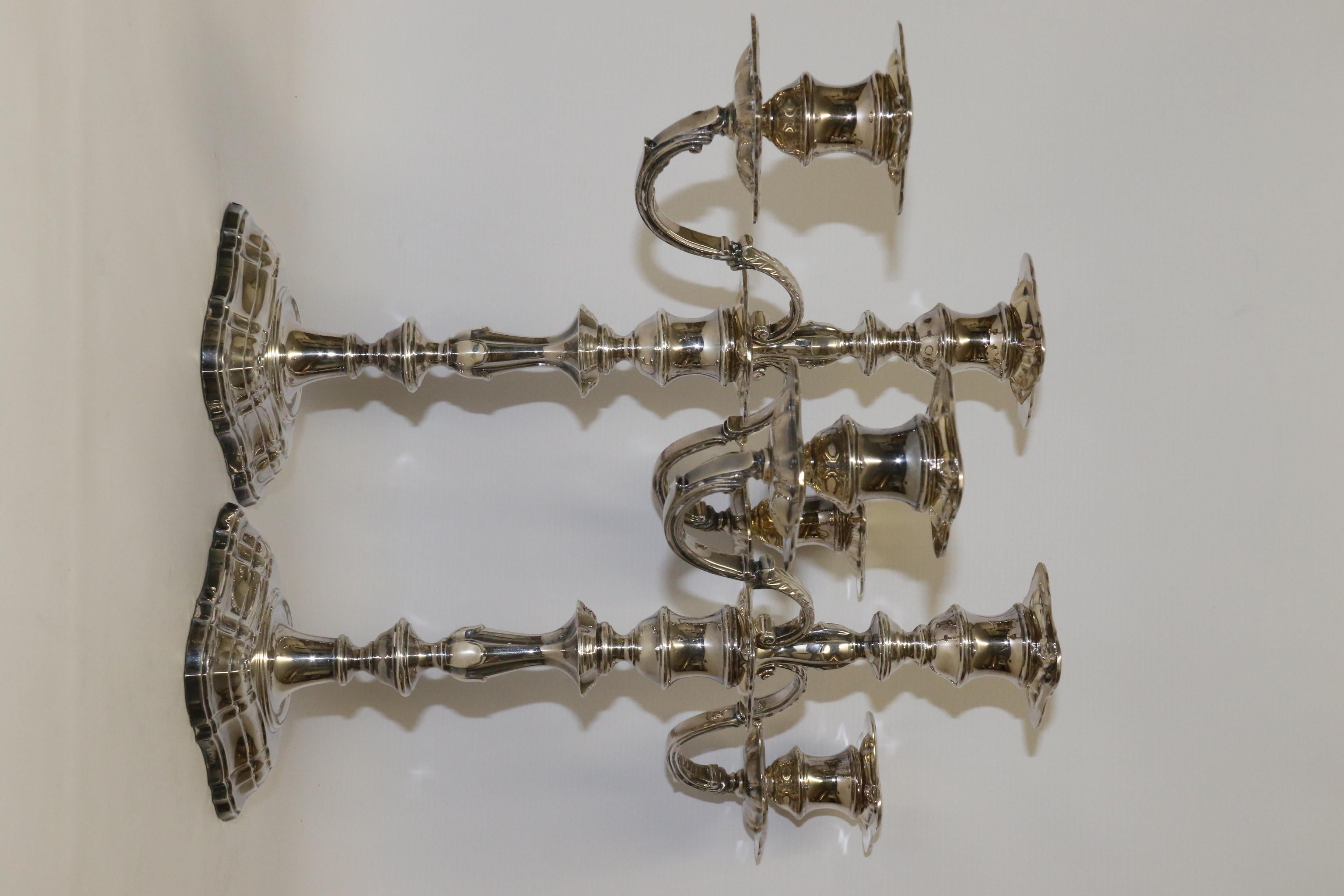 Mid-20th Century Pair of Hallmarked Silver Candelabra, Sheffield, 1966-1967 For Sale