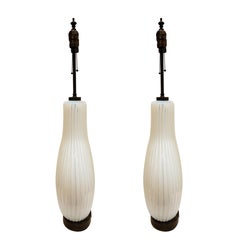 A Pair of Hand-Blown Opaline Glass Table Lamps