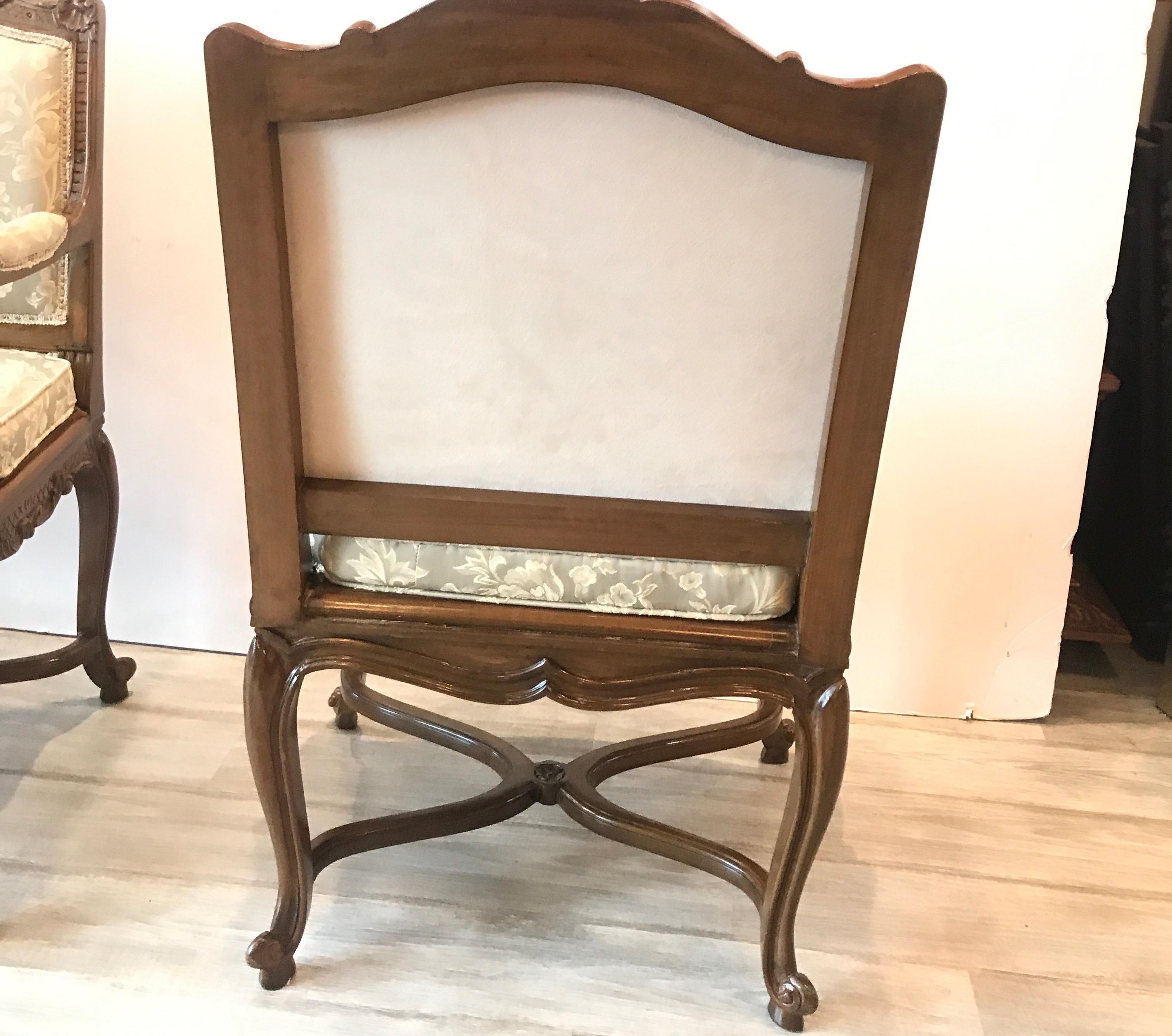 Pair of Hand Carved Walnut Armchairs 2