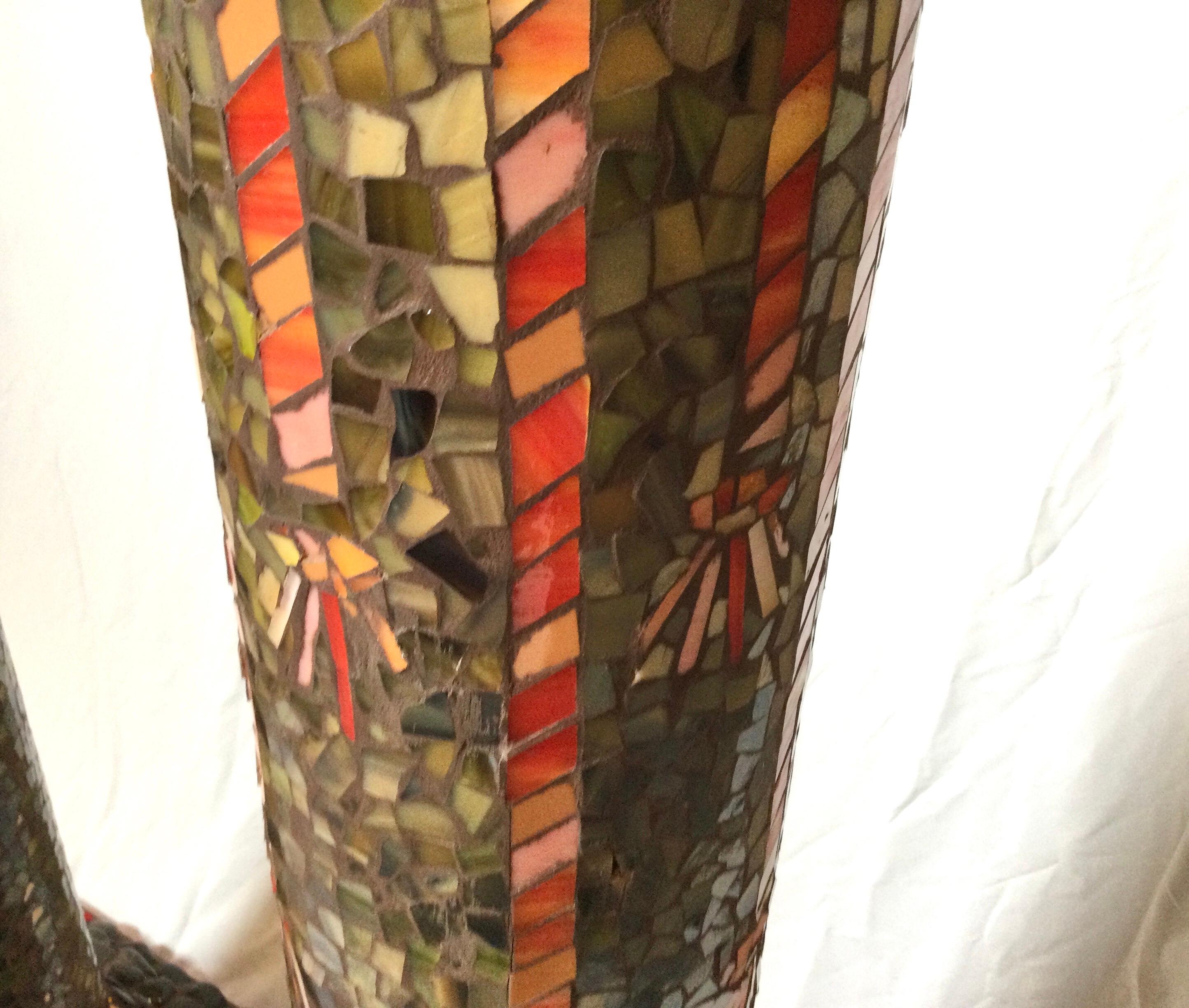 Pair of Hand Made Stone and Glass Mosaic Pedestal Columns 1