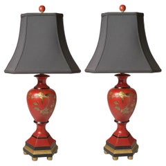 Pair of Hand Painted Chinoiserie Decorator Lamps