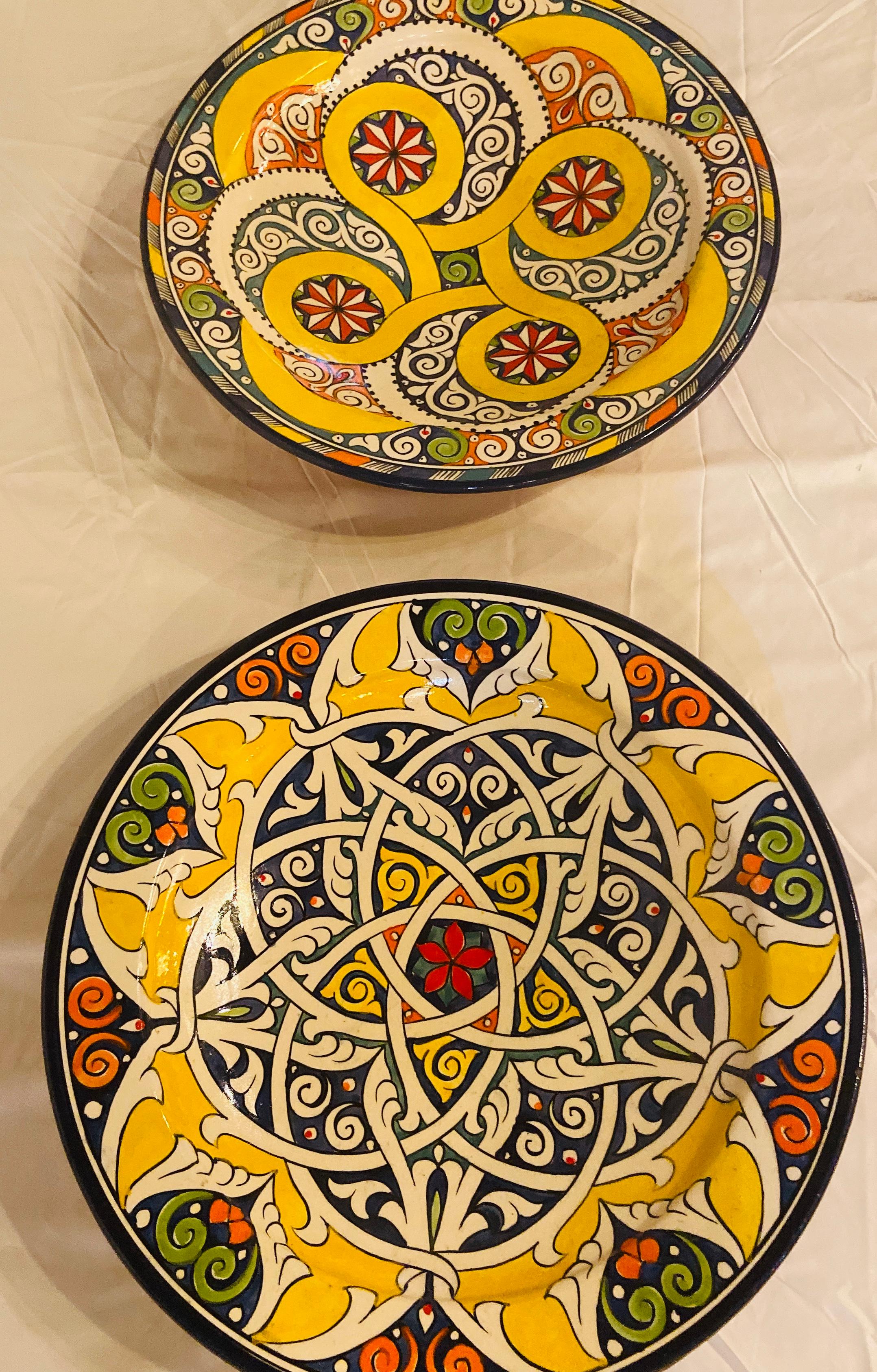 Hand Painted Large Ceramic Serving, Center Table or Decorative Plate, Set of 2 3
