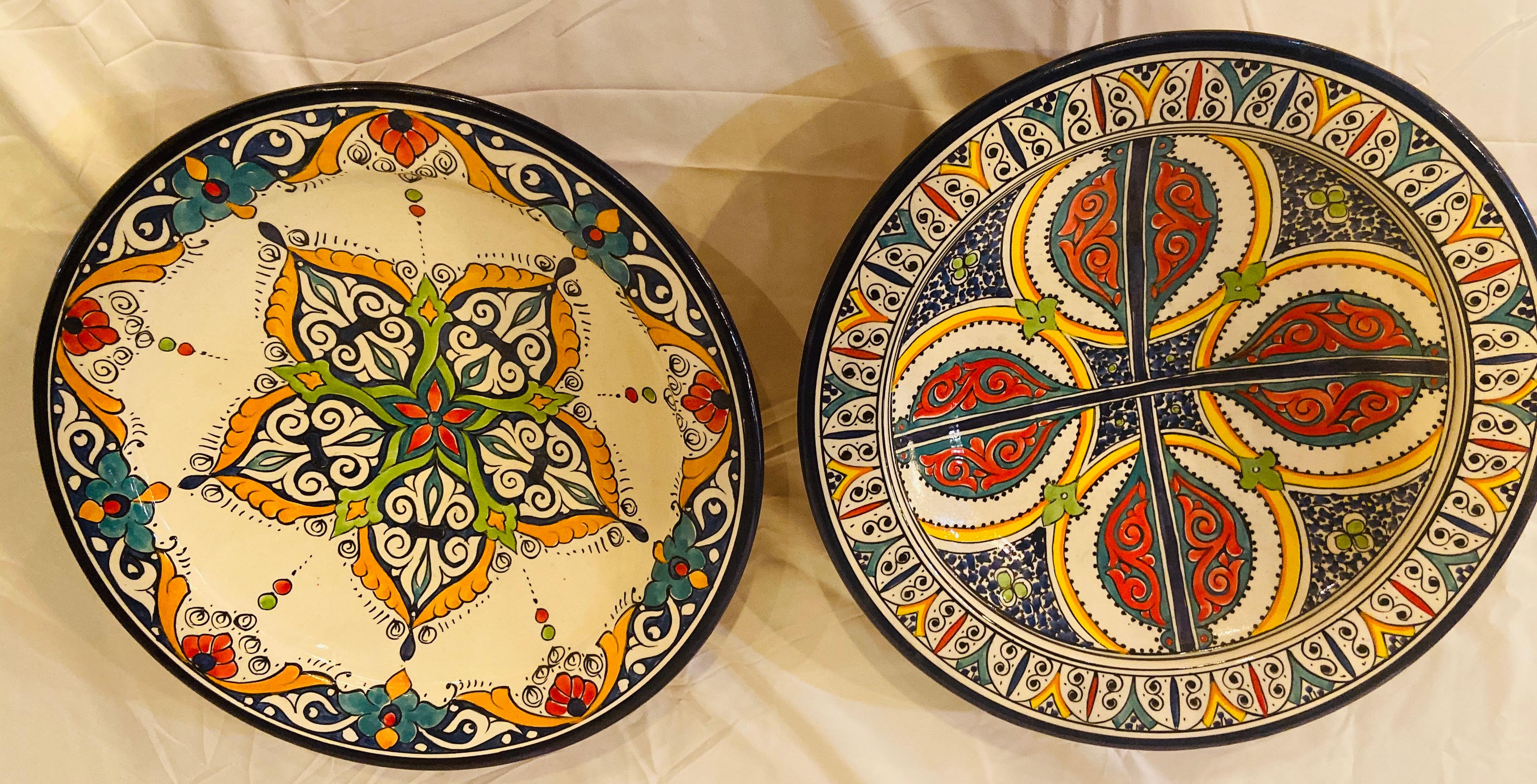 Hand Painted Large Ceramic Serving , Center Table Decorative Plate, a Set of 2 1