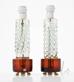 Un par de lámparas de mesa de vidrio soplado a mano de Cristal Bohemia