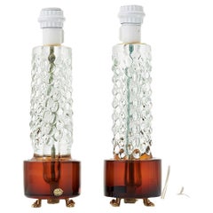 A pair of handblown glass table lamps by  Bohemia Glass