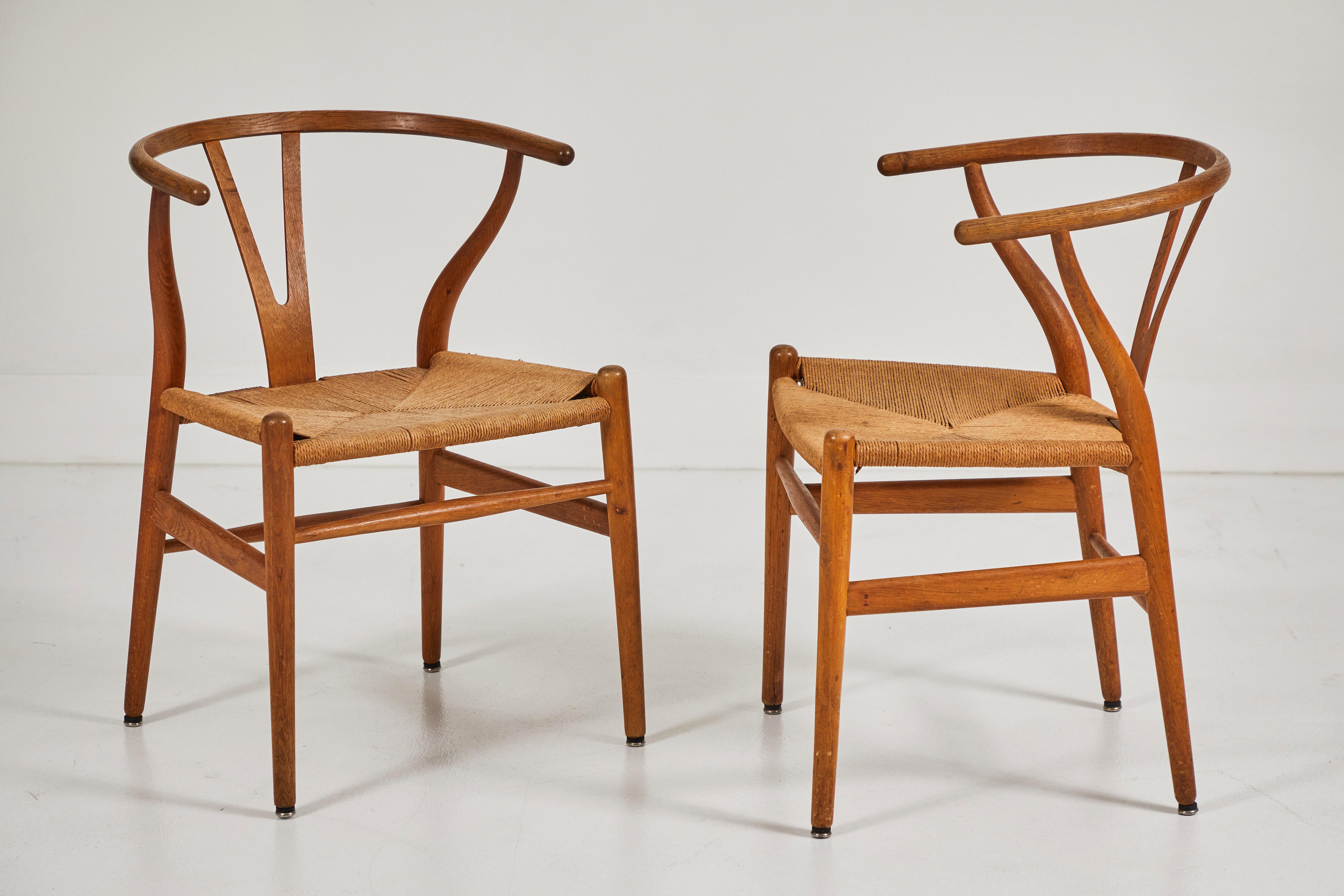 Woven Pair of Hans Wegner Wishbone Chairs