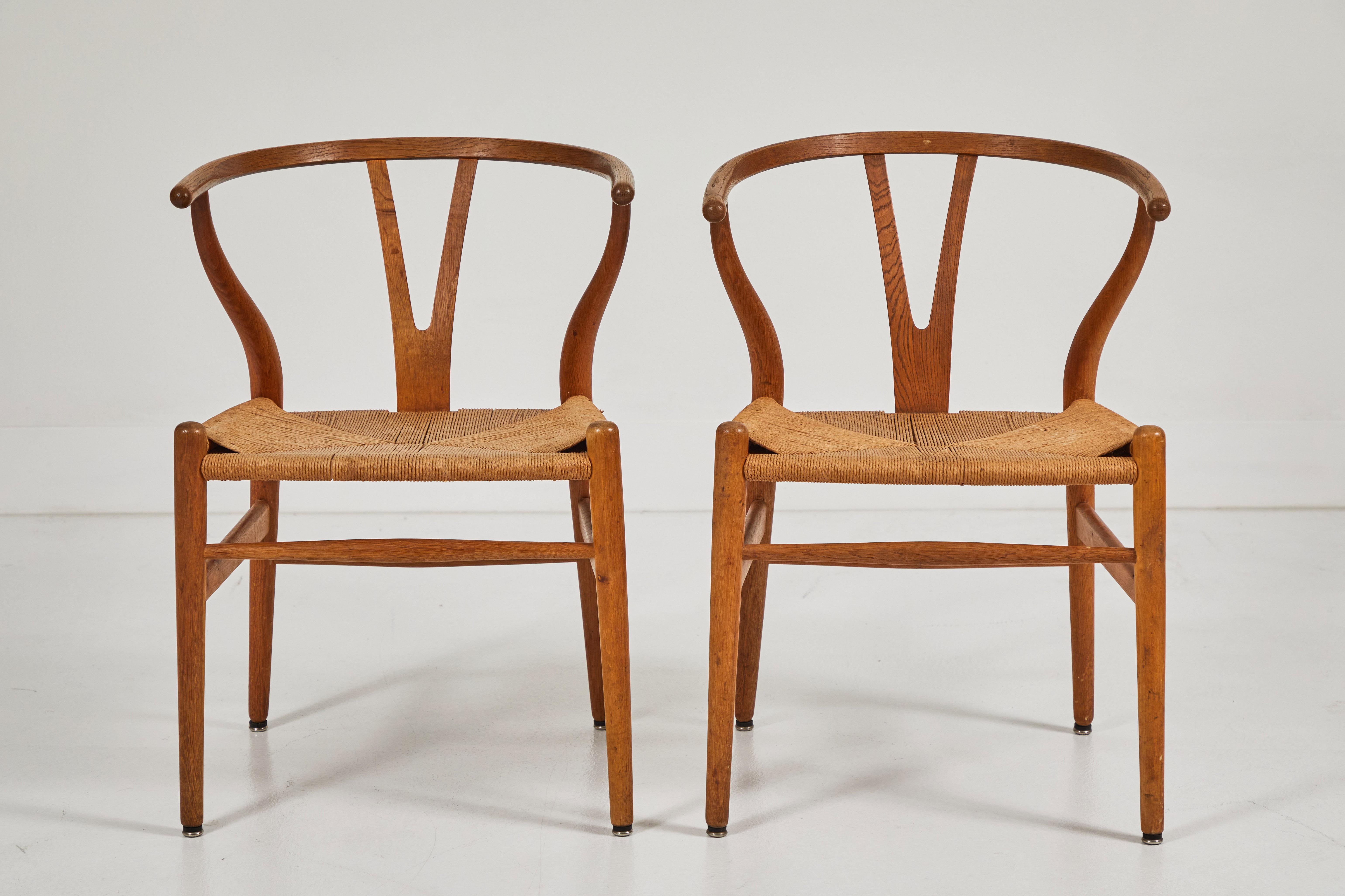Pair of Hans Wegner Wishbone Chairs In Good Condition In Palm Desert, CA