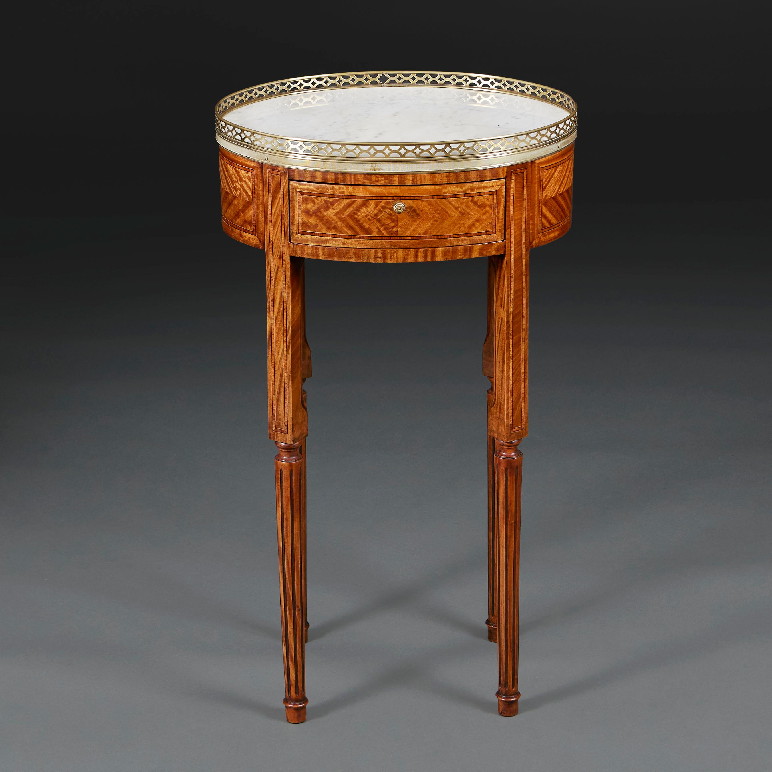 French A Pair of Harewood and Rosewood Parquetry Occasional Tables 