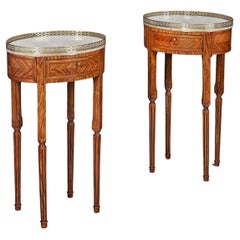 A Pair of Harewood and Rosewood Parquetry Occasional Tables 