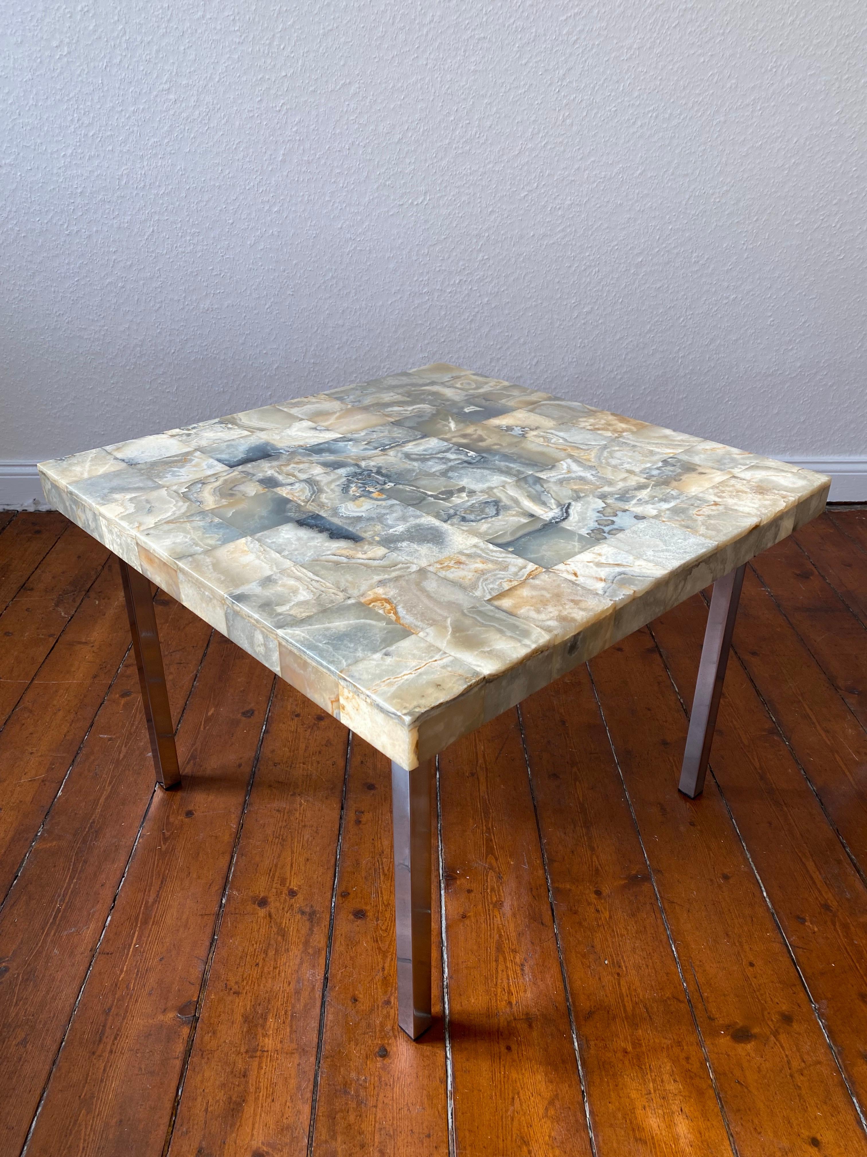 A Pair of Heinz Lilienthal Kalkutta Marble Mosaic square End Tables 1970s For Sale 3