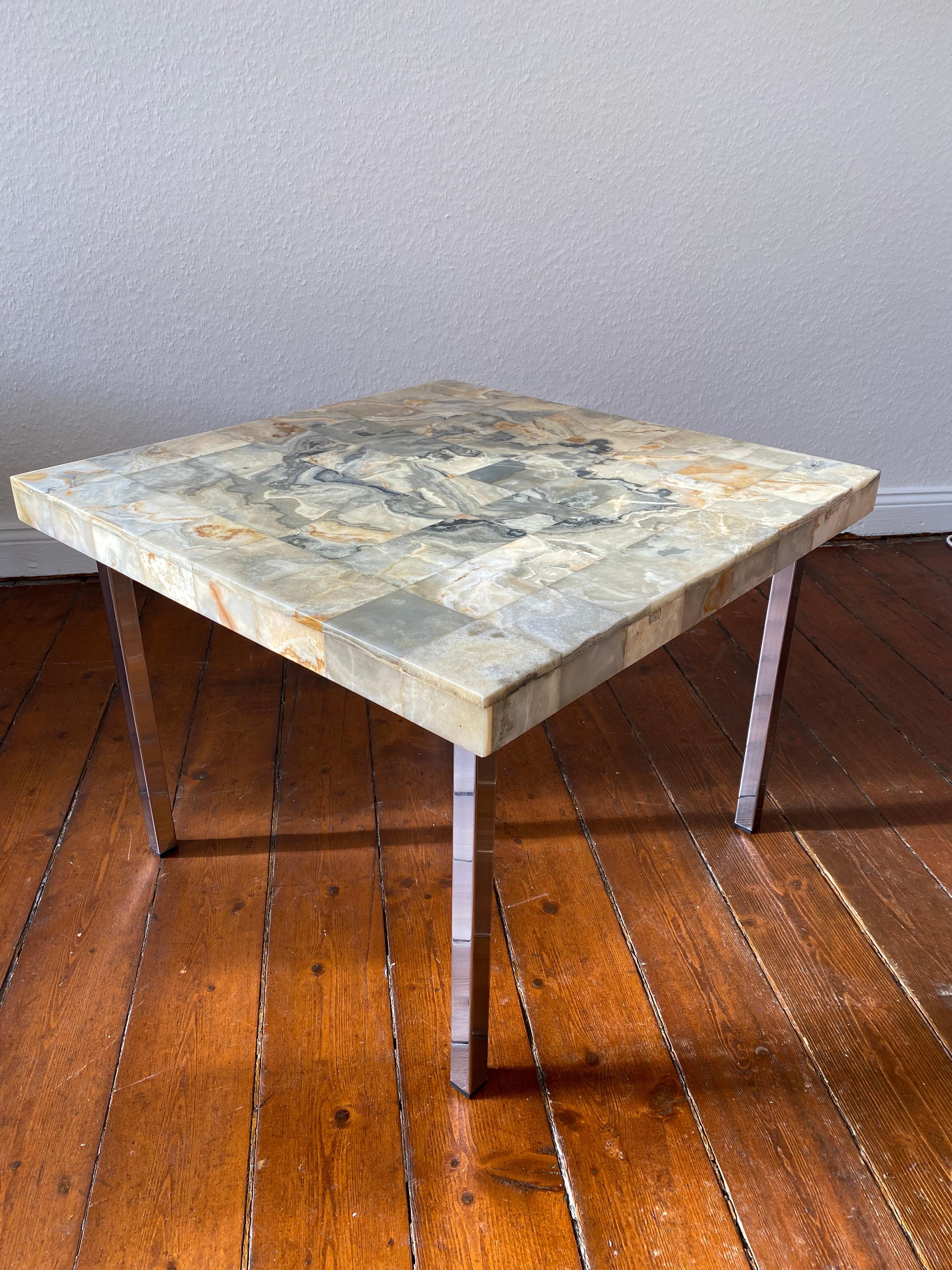 A Pair of Heinz Lilienthal Kalkutta Marble Mosaic square End Tables 1970s For Sale 2