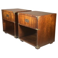 Pair of Henredon Campaign Style Night Stands