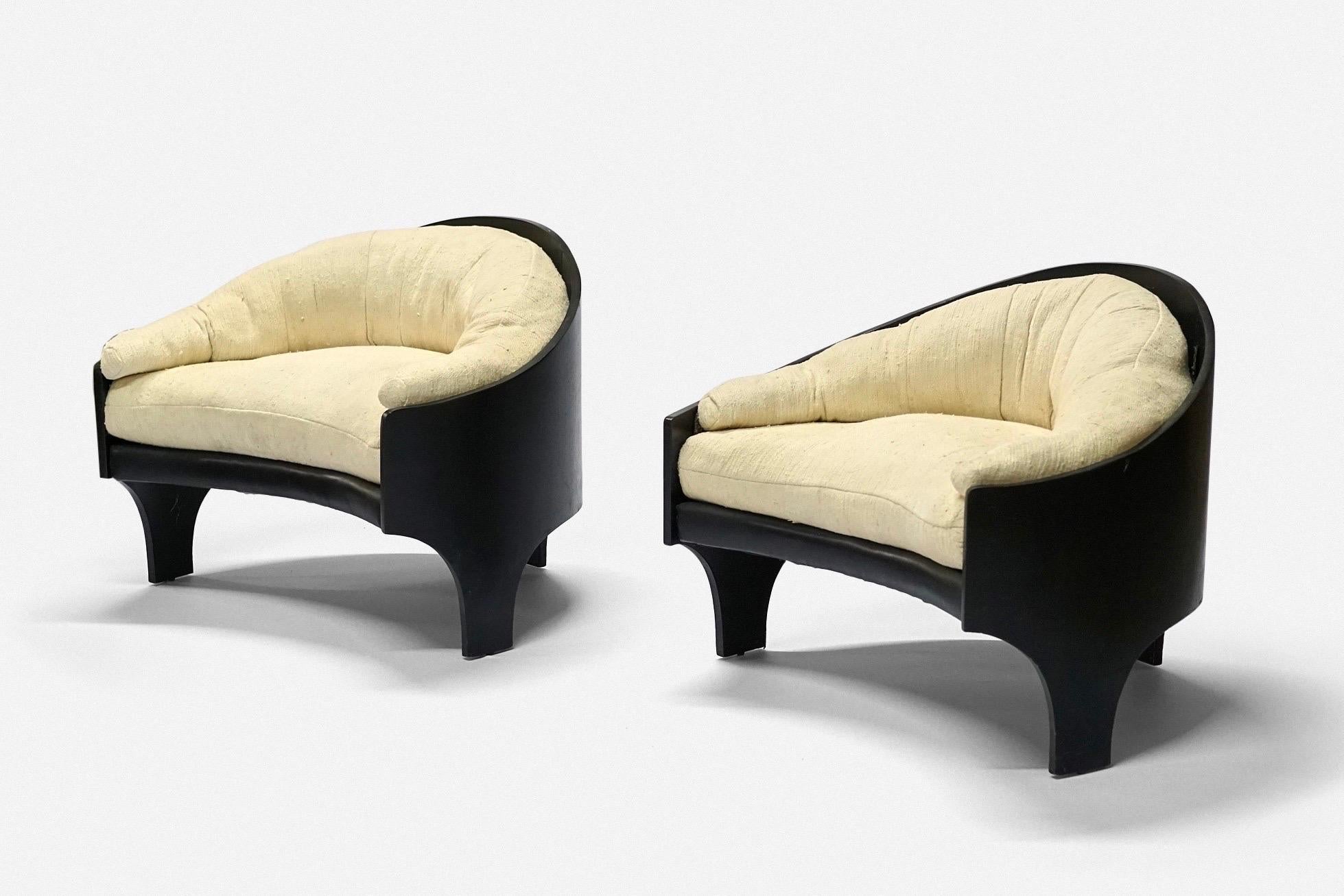 Mid-20th Century Pair of Henry P Glass Intimate Island Lounge Chairs
