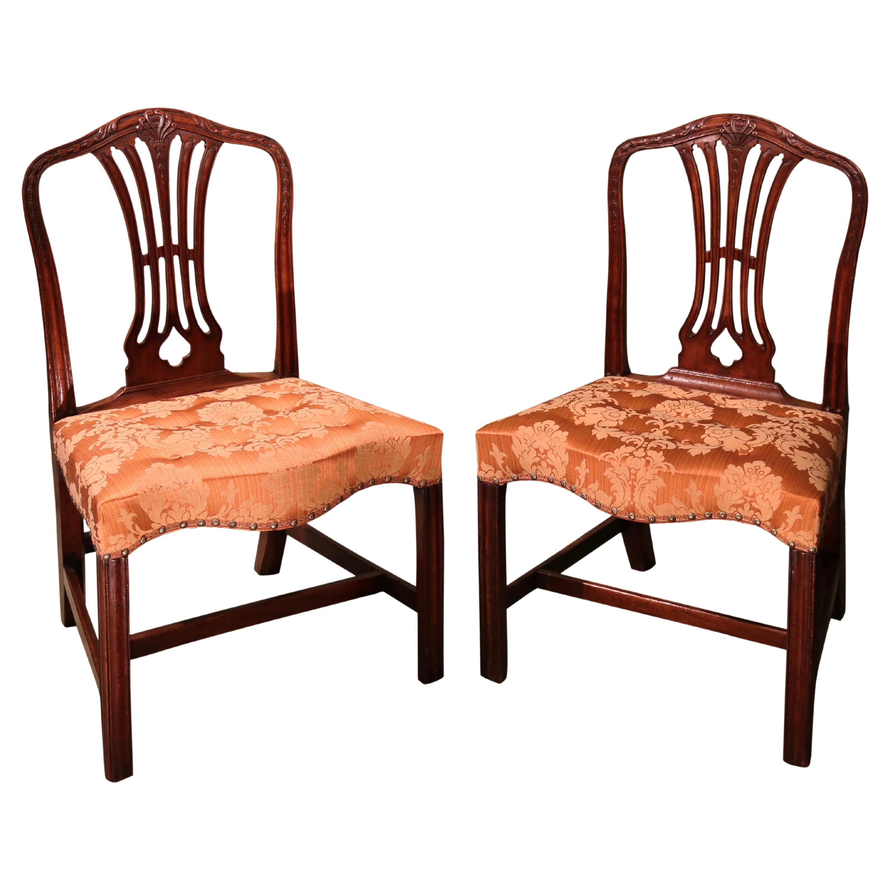 Pair of Hepplewhite Period Mahogany Single Chairs For Sale