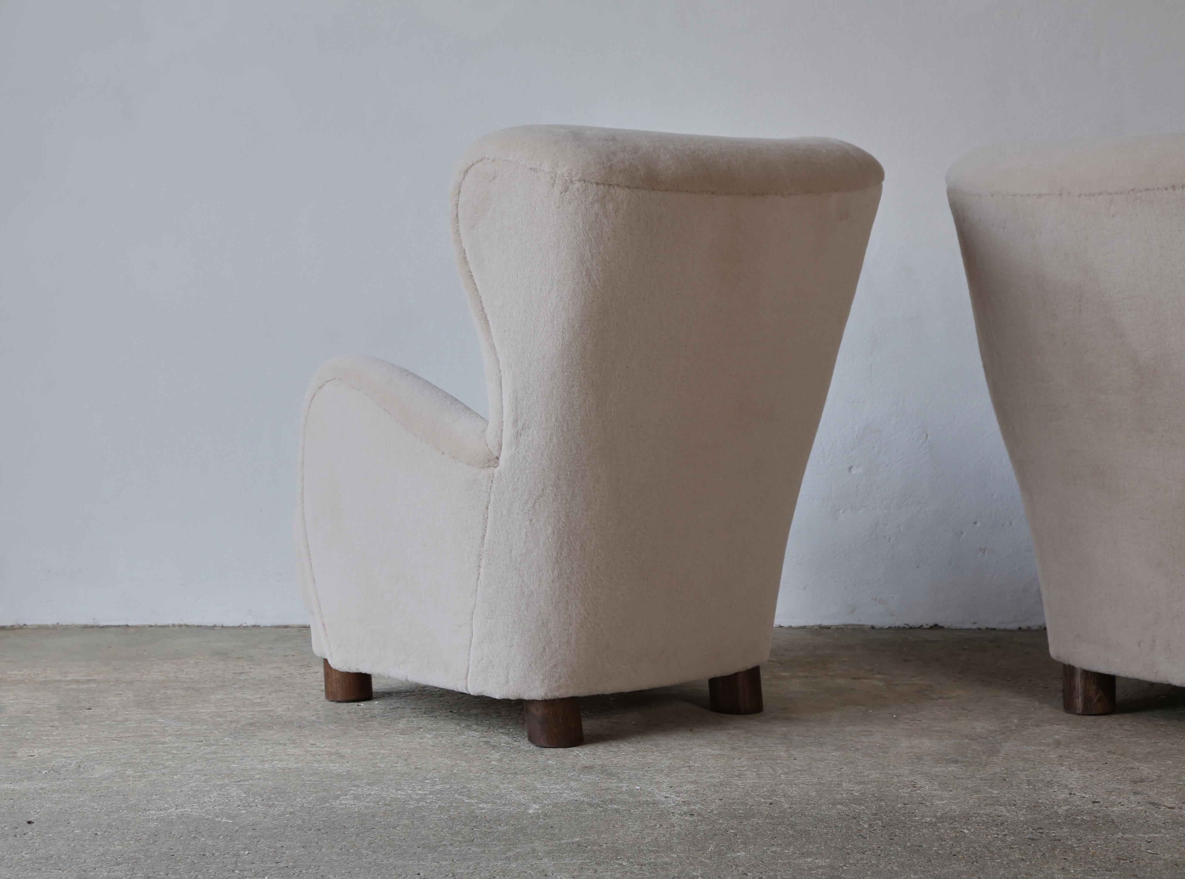 A Pair of High Back Arm Chairs, Upholstered in Pure Alpaca 2