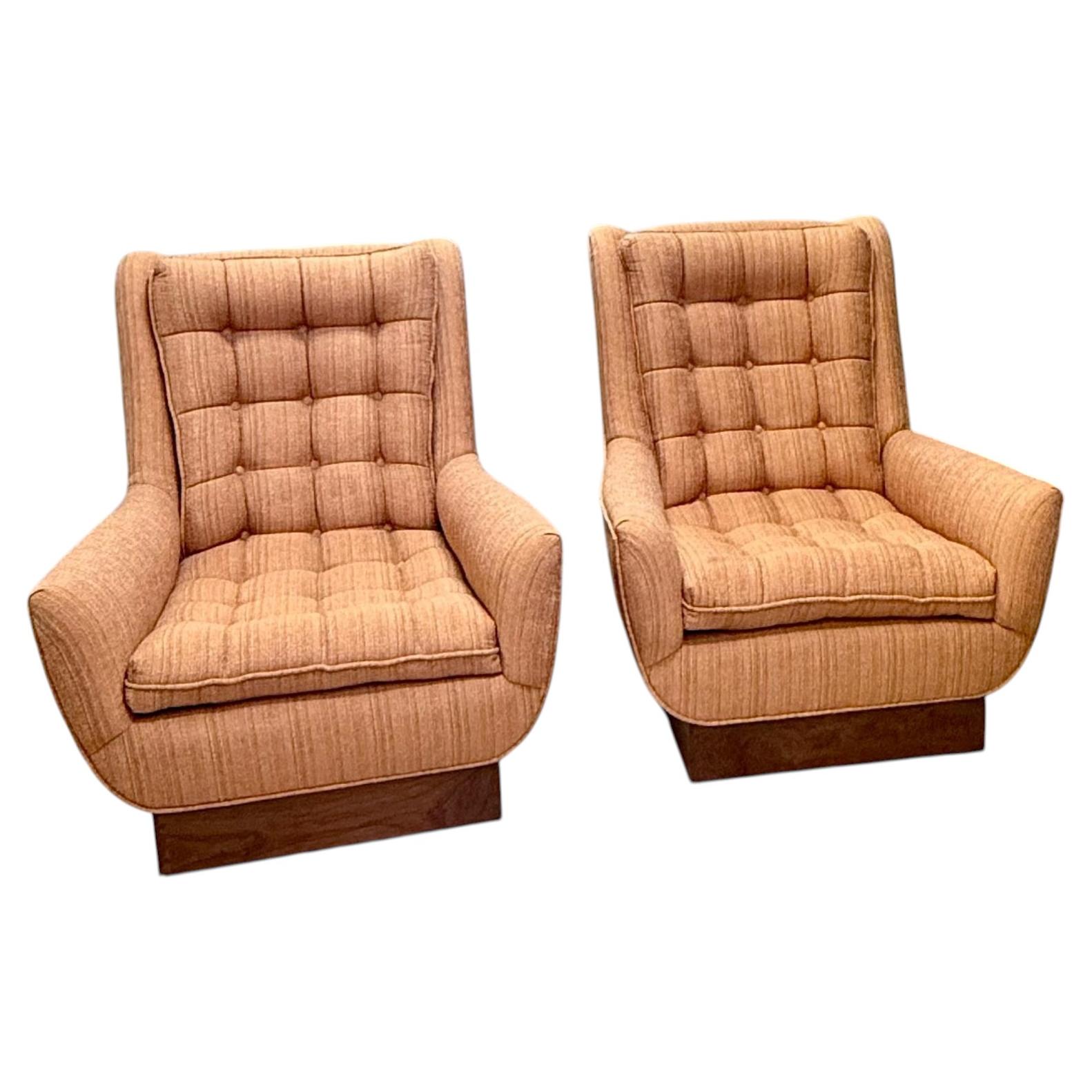 A Pair of High Back Lounge Chairs attributed to Adrian Pearsall