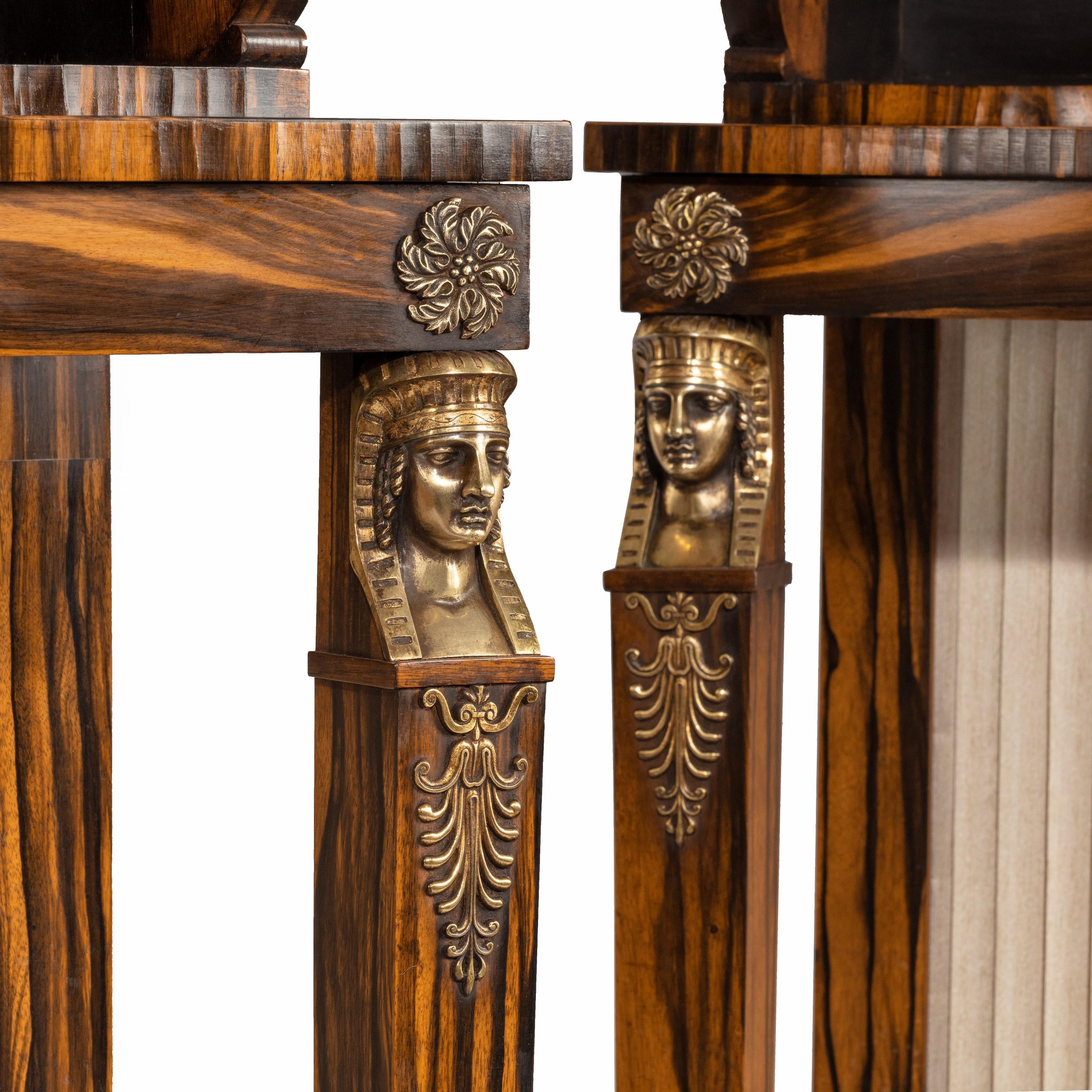 Early 19th Century Pair of High Regency Coromandel and Ormolu Bookcase Console Tables For Sale
