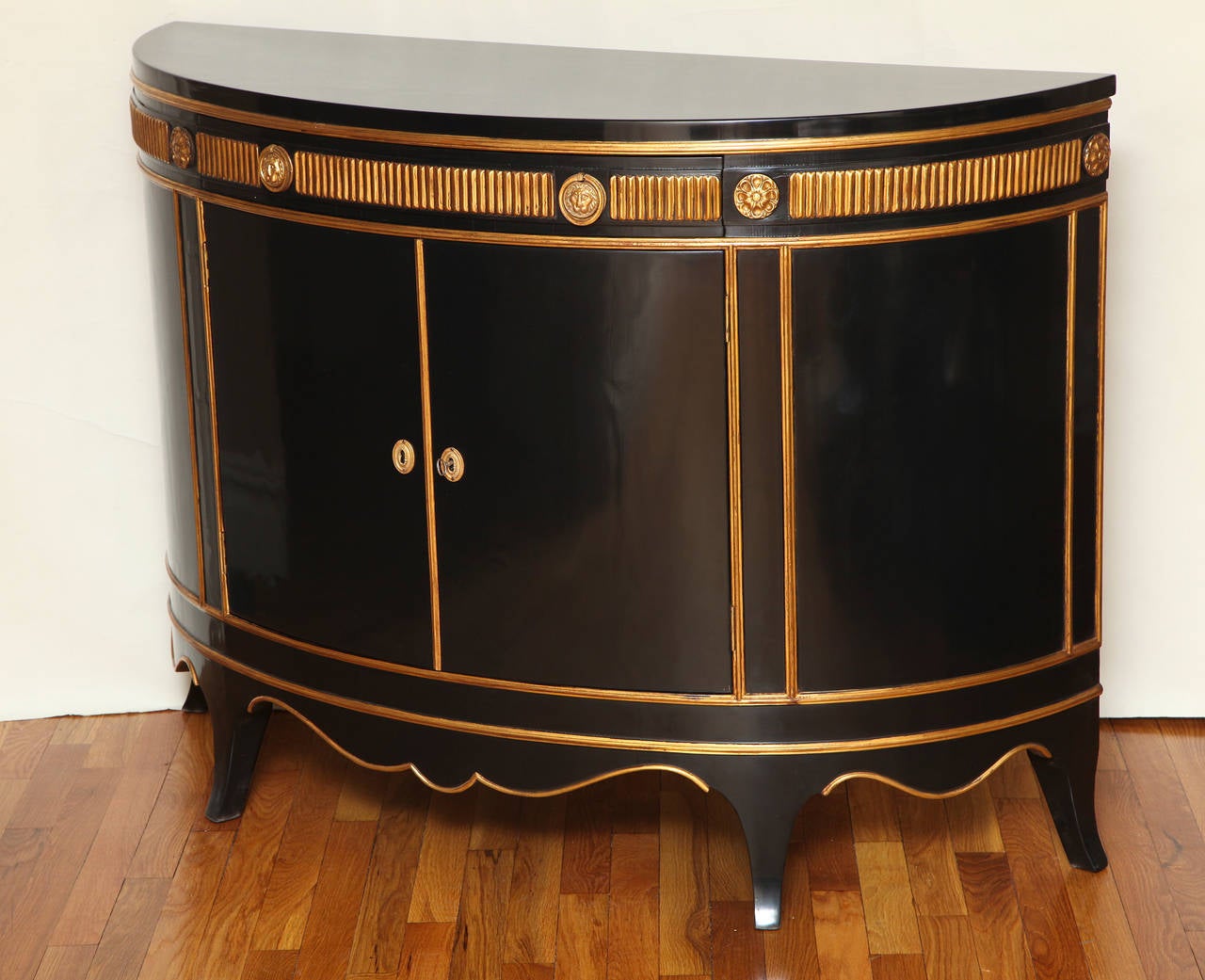 Pair of Hollywood Regency Demi-Lune Cabinets 3