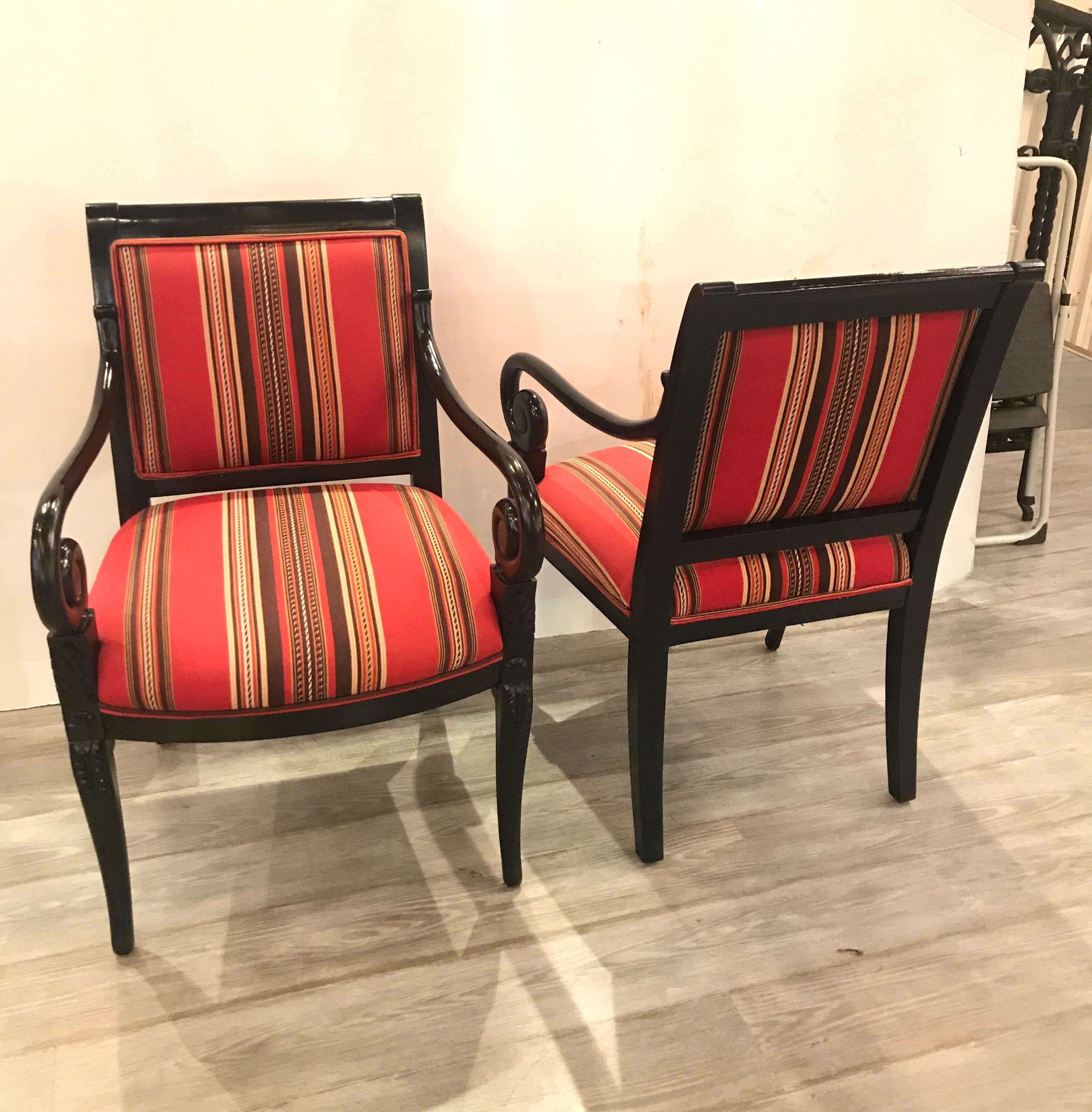 Pair of Hollywood Regency Neoclassical Armchairs 5