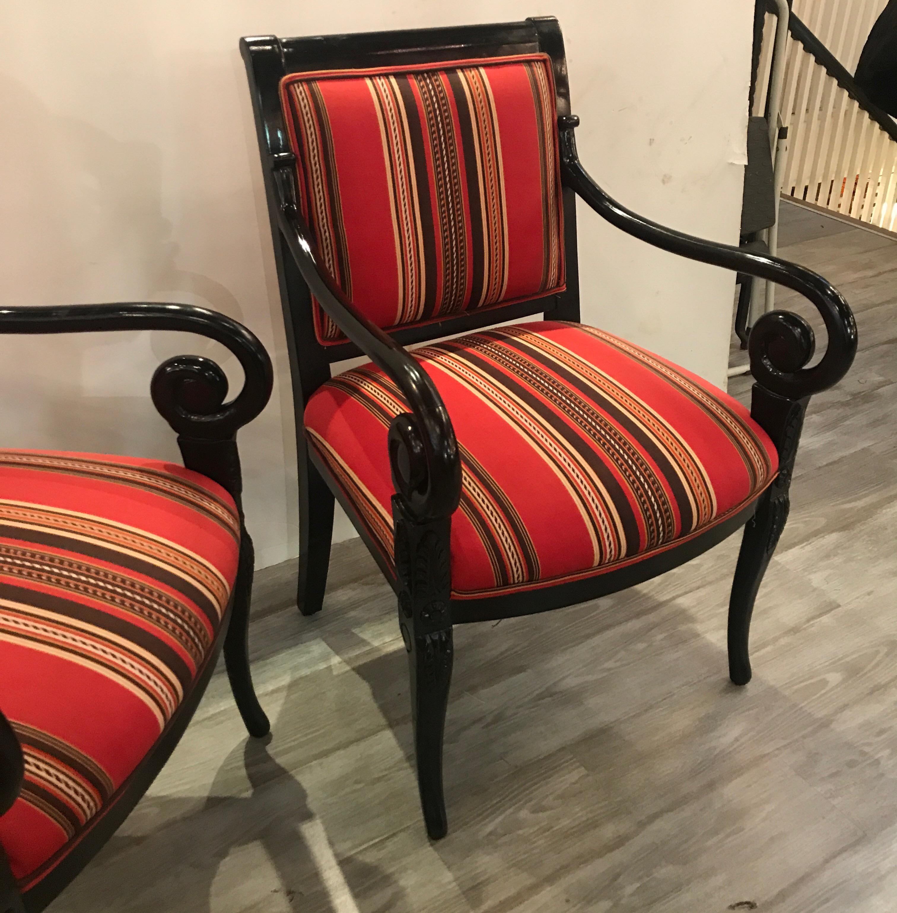 Pair of Hollywood Regency Neoclassical Armchairs 2