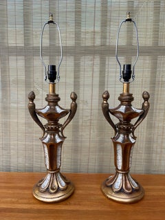 A Pair Of Hollywood Regency Neoclassical Revival Trophy Table Lamps. Circa 1960s