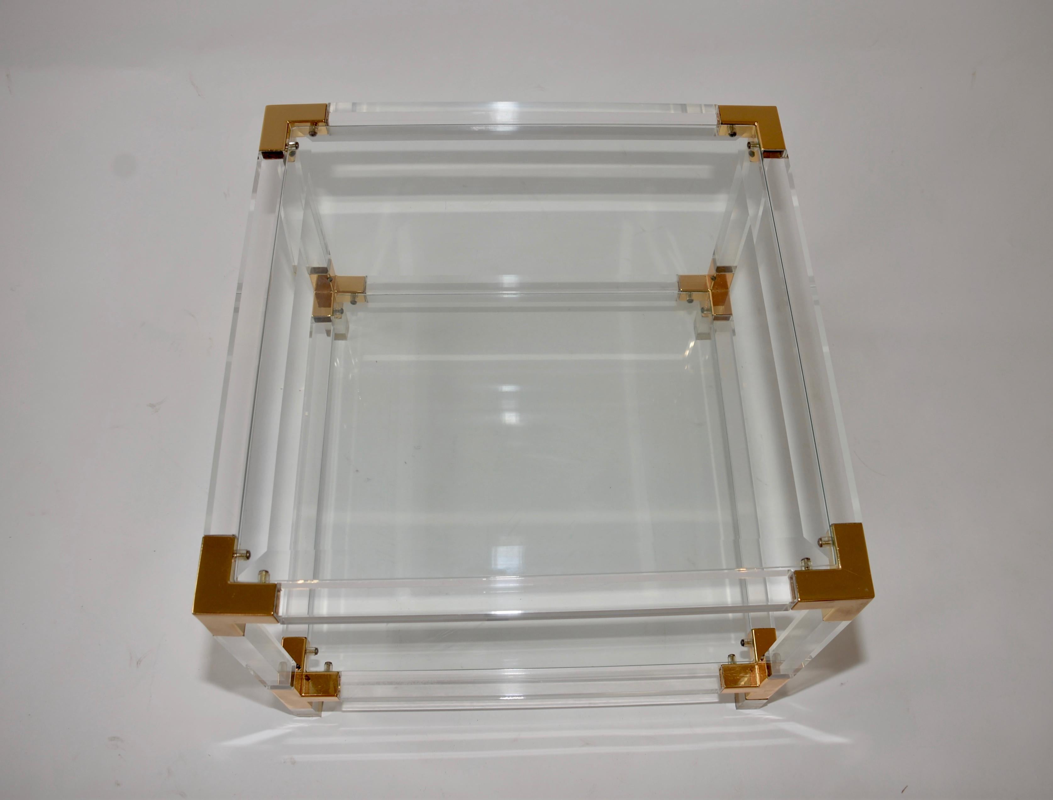 Lucite Pair of Hollywood Regency Side Tables