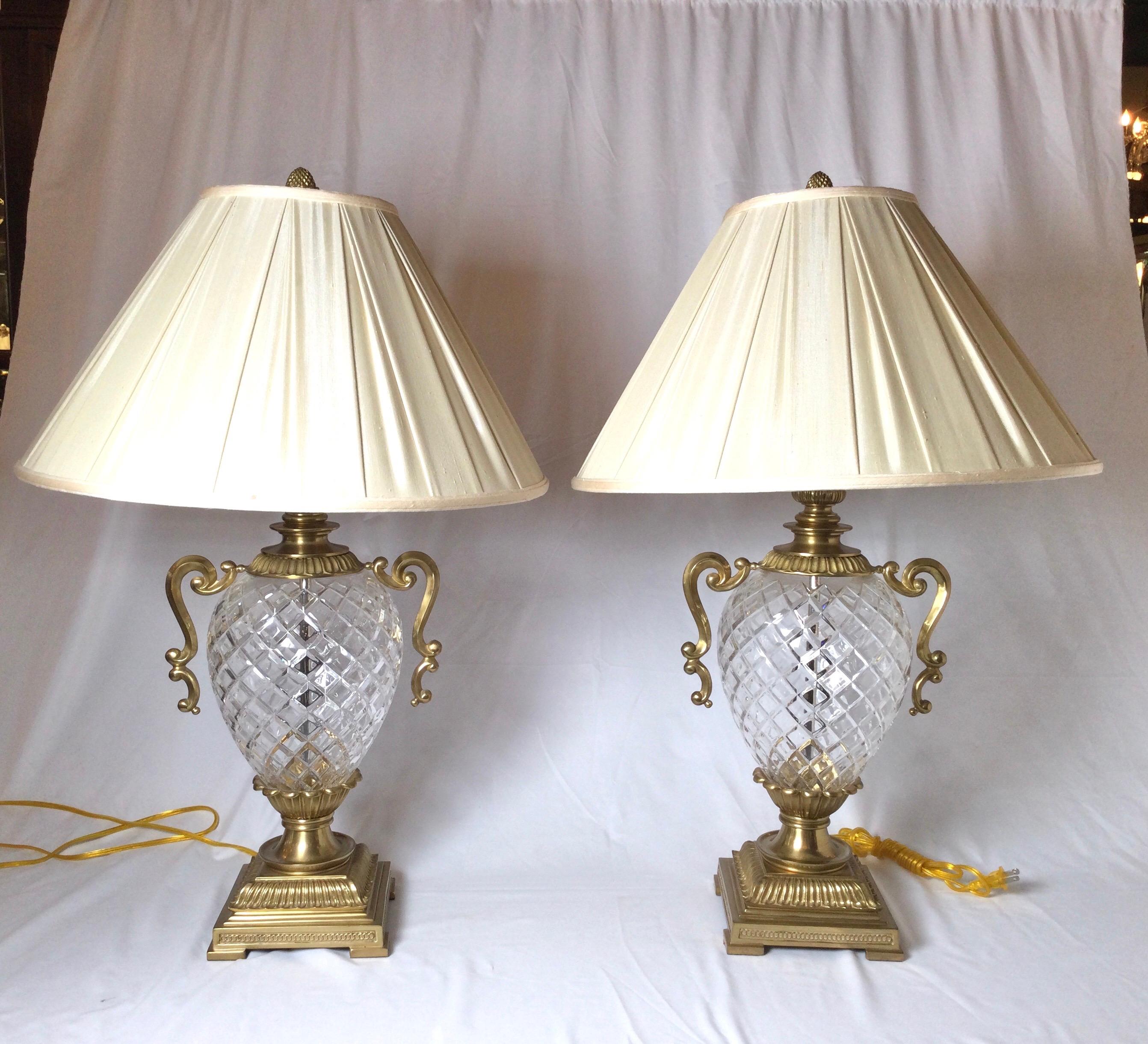 vintage brass and crystal lamps