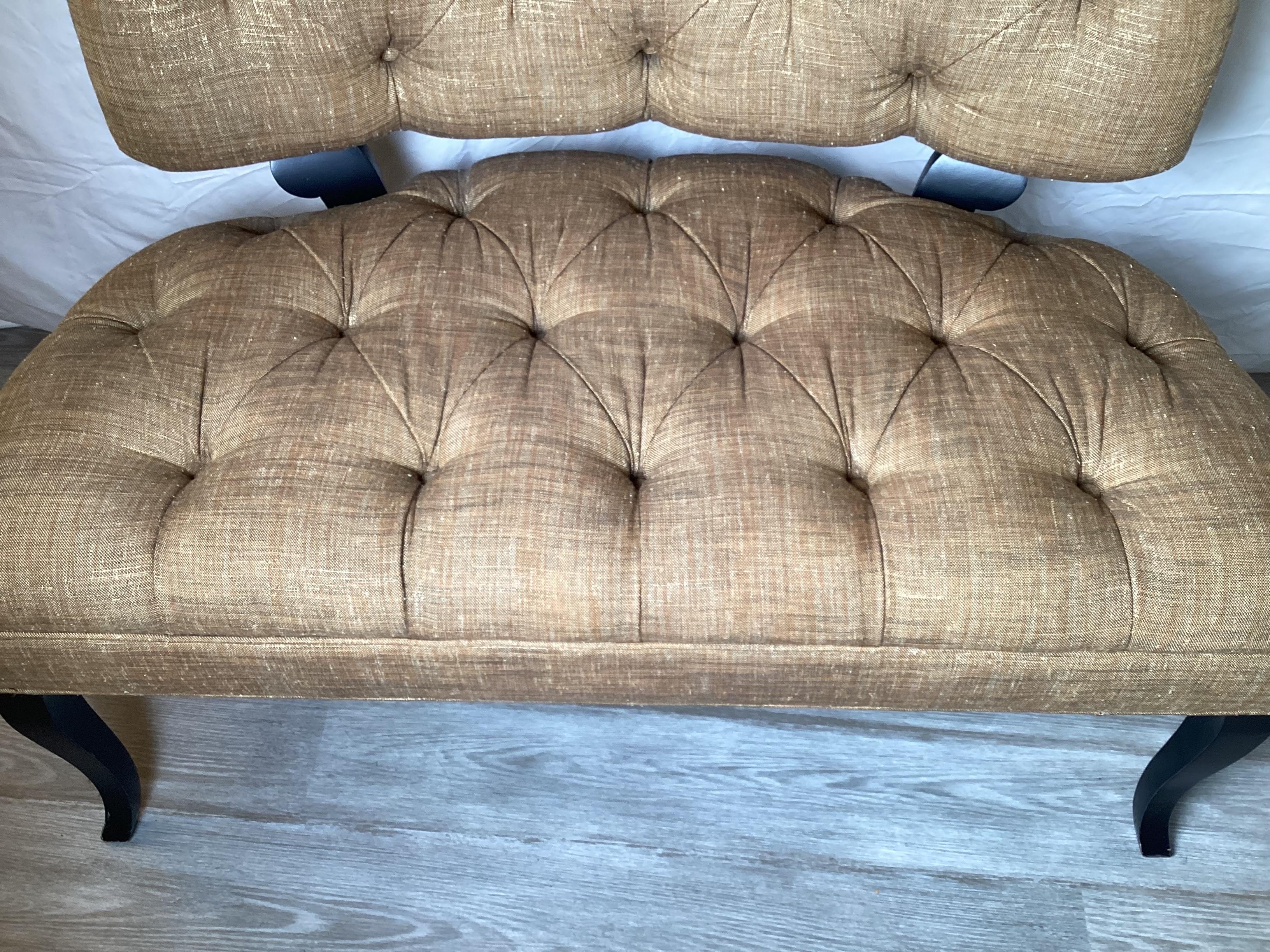 Pair of Hollywood Regency Tufted Settees 4
