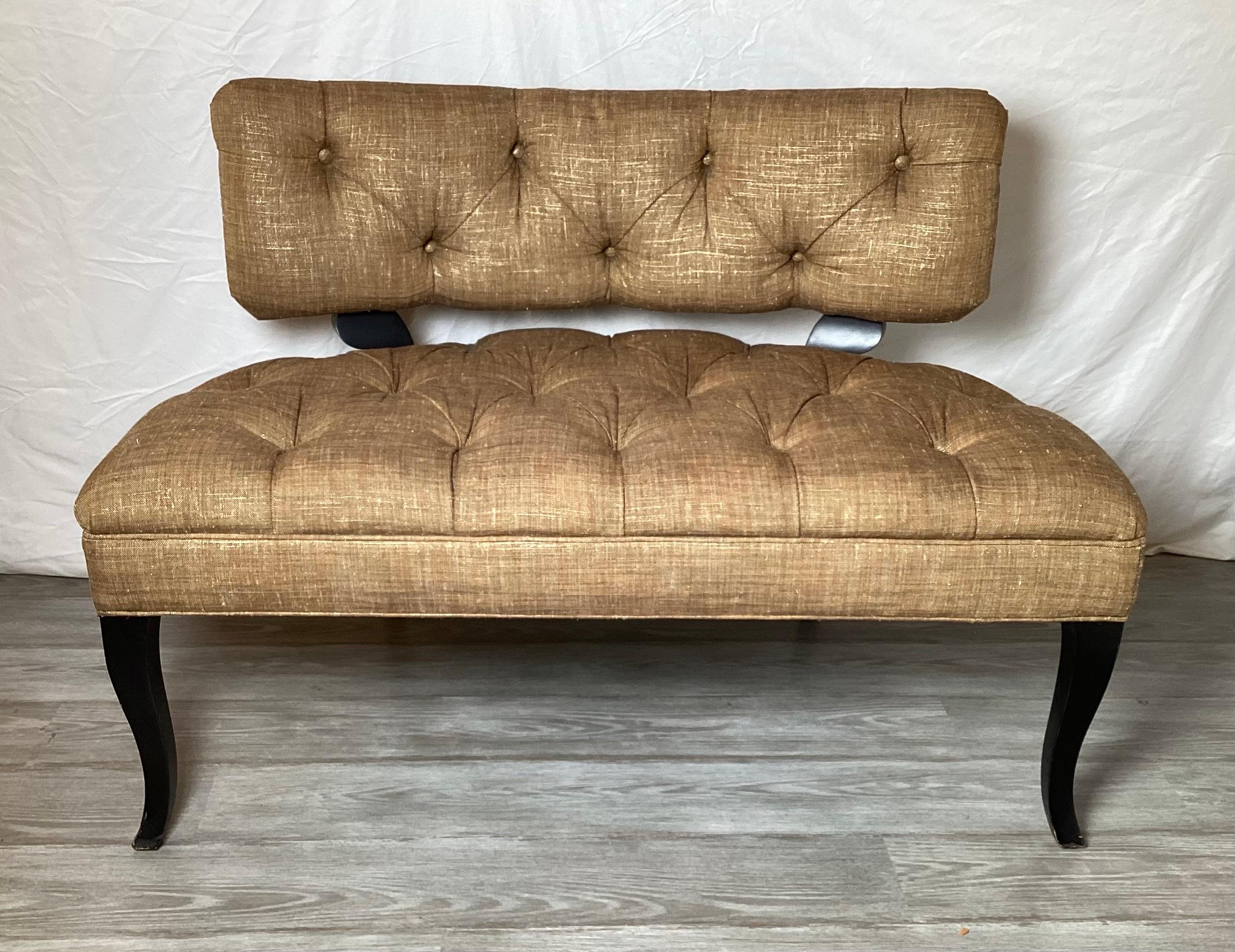 American Pair of Hollywood Regency Tufted Settees