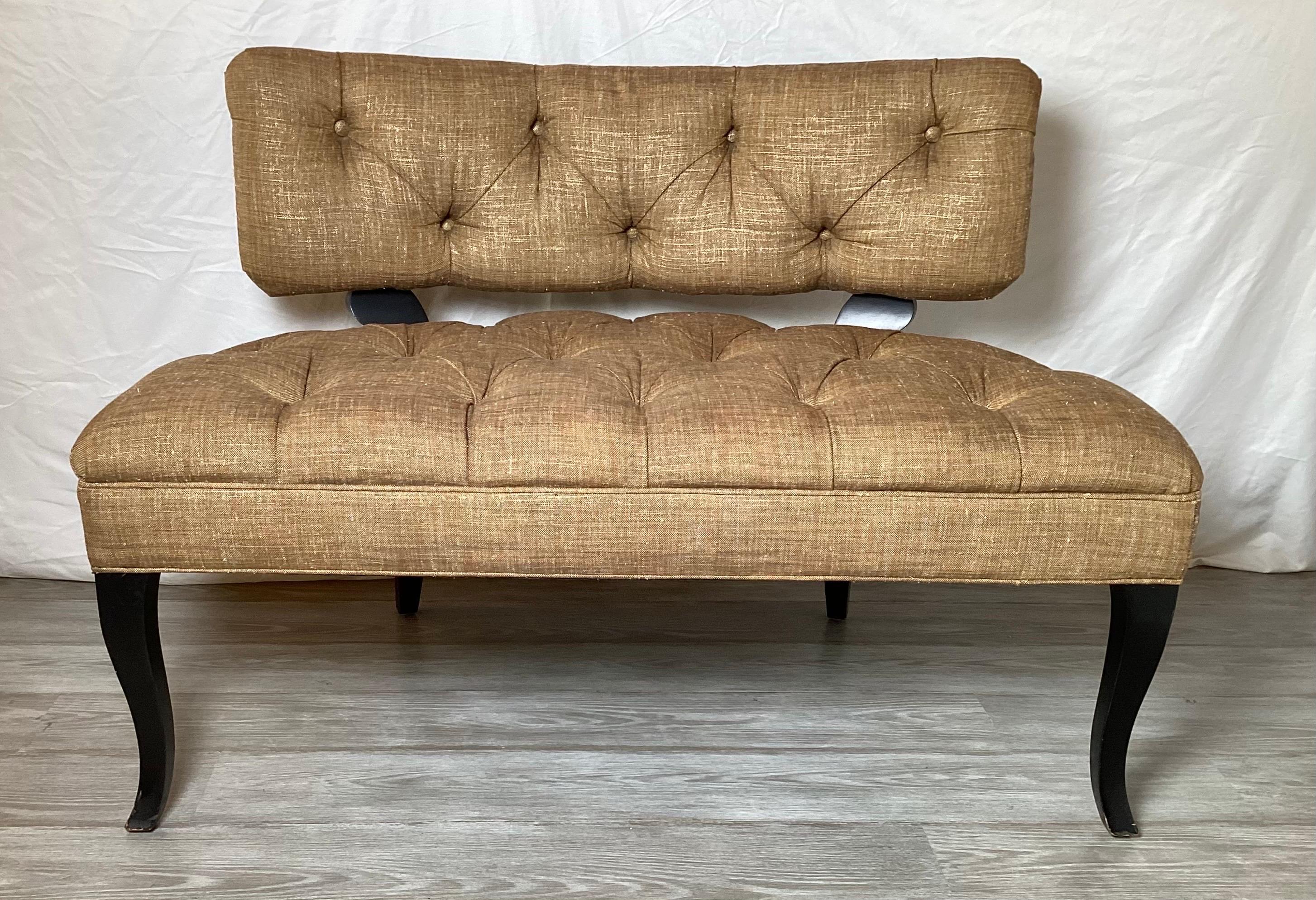 Pair of Hollywood Regency Tufted Settees In Excellent Condition In Lambertville, NJ