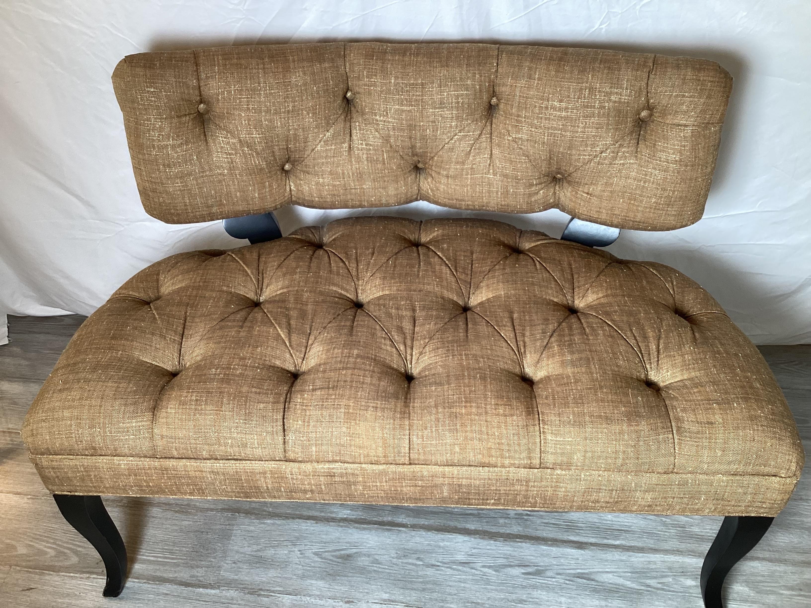 Pair of Hollywood Regency Tufted Settees 3
