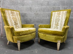 A Pair of Hollywood Regency Upholstered Lounge Chairs by Silver Craft. C. 1960s