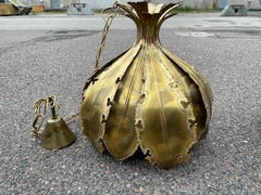 A pair of Holm Sørensen Onion Brutalist Pendants of Brass Denmark 1960s