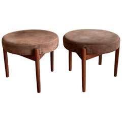 Pair of Hugo Frandsen Teak Stools for Spottrup, Denmark, 1960s