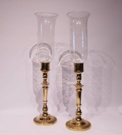 Pair of "Hurricane" Candlesticks in Brass, 1920-1930s