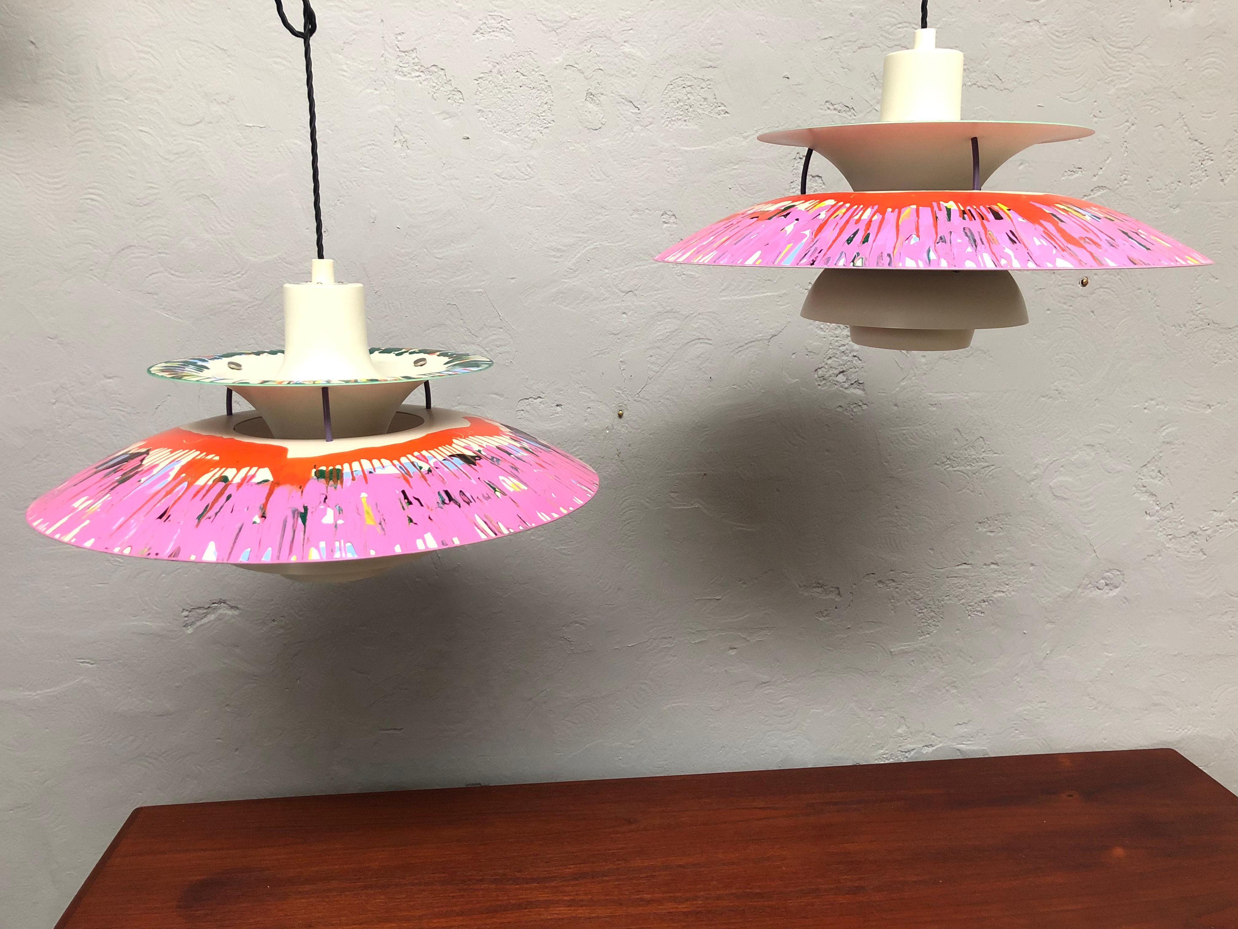 Mid-Century Modern Pair of Iconic Vintage Ph5 Chandeliers for L. Poulsen of Dk with Art Work For Sale