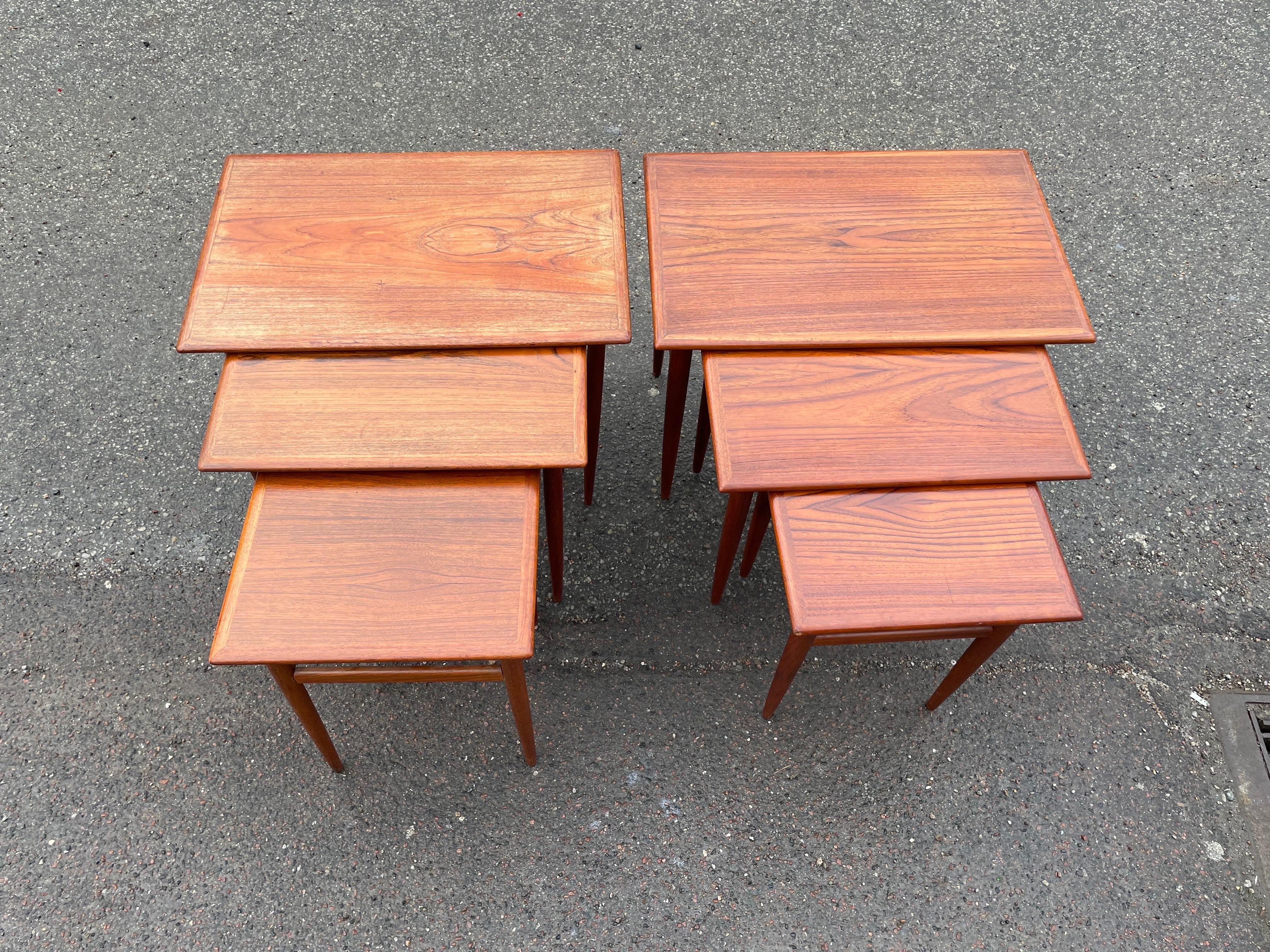 Mid-Century Modern Pair of Identical Danish Teak Nesting Tables from the, 1960s For Sale