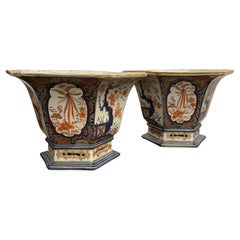 A Pair of Imari Hexagonal Jardinieres, 19th Century