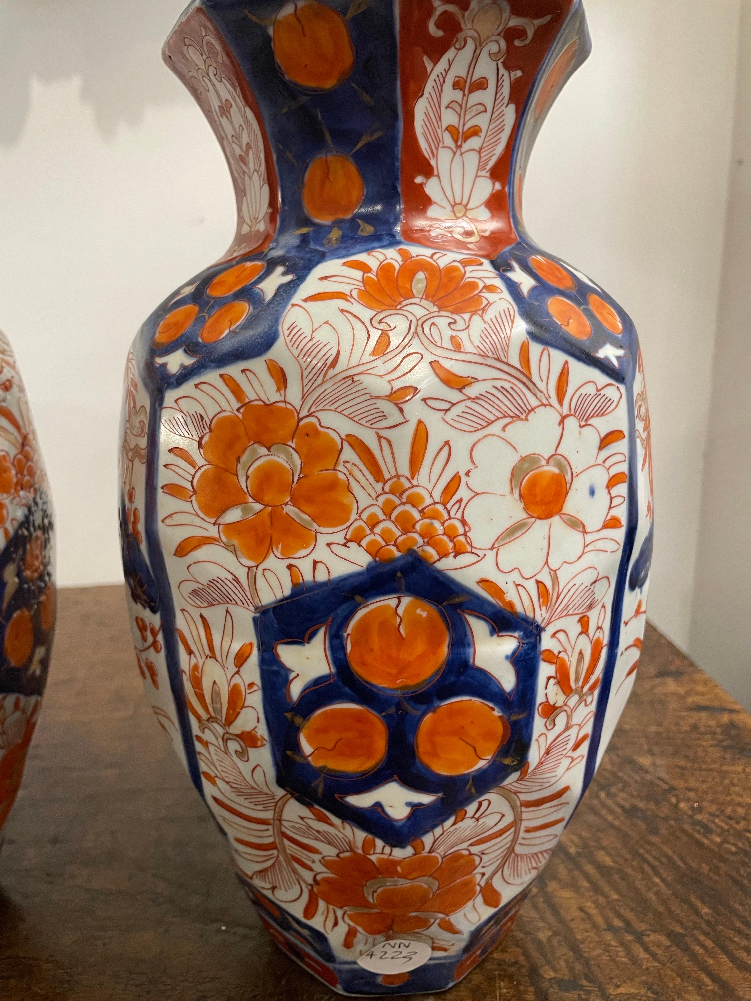 Hand-Crafted A Pair of Imari Vases, 19th Century For Sale