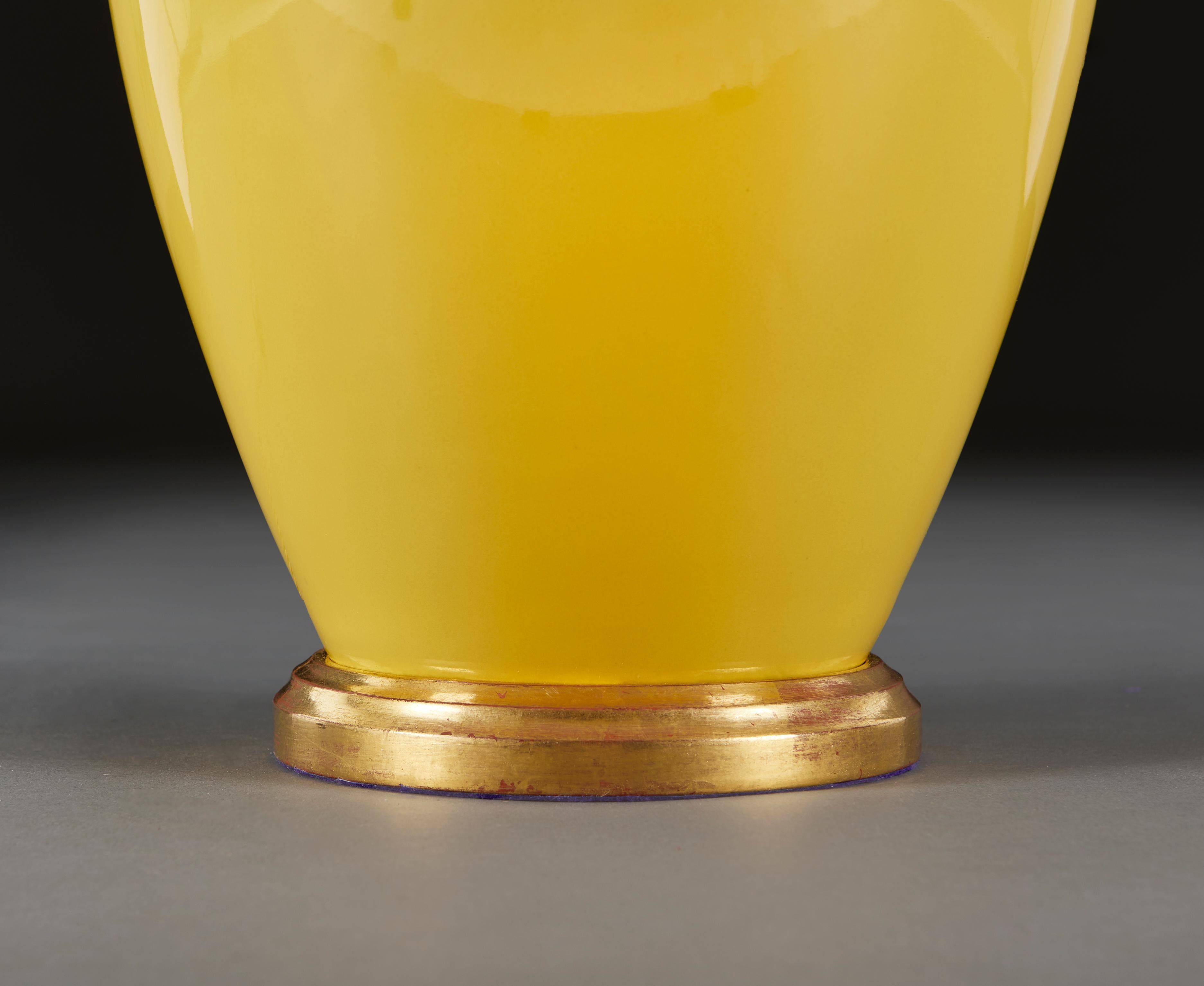 Glazed A Pair of Imperial Yellow Lamps