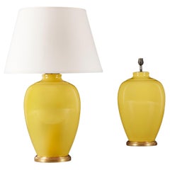 Antique A Pair of Imperial Yellow Lamps