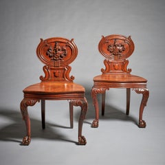 A Pair of Important Scottish Armorial Hall Chairs Late 18th/Early 19th Century
