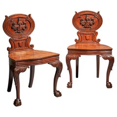 A Pair of Important Scottish Armorial Hall Chairs Late 18th/Early 19th Century
