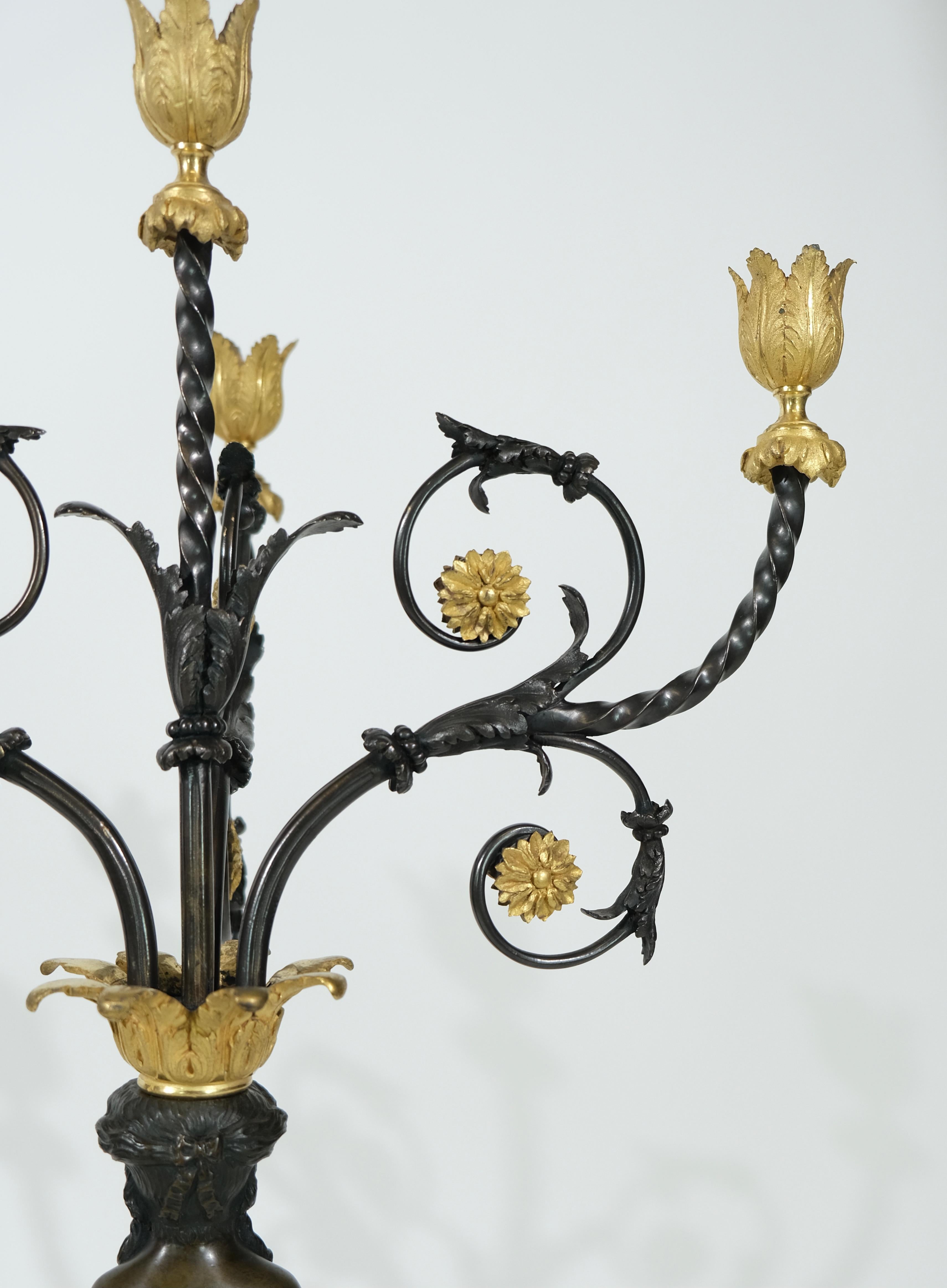 Pair of Impressive 4 Light Empire Candelabra In Good Condition For Sale In Stockholm, SE