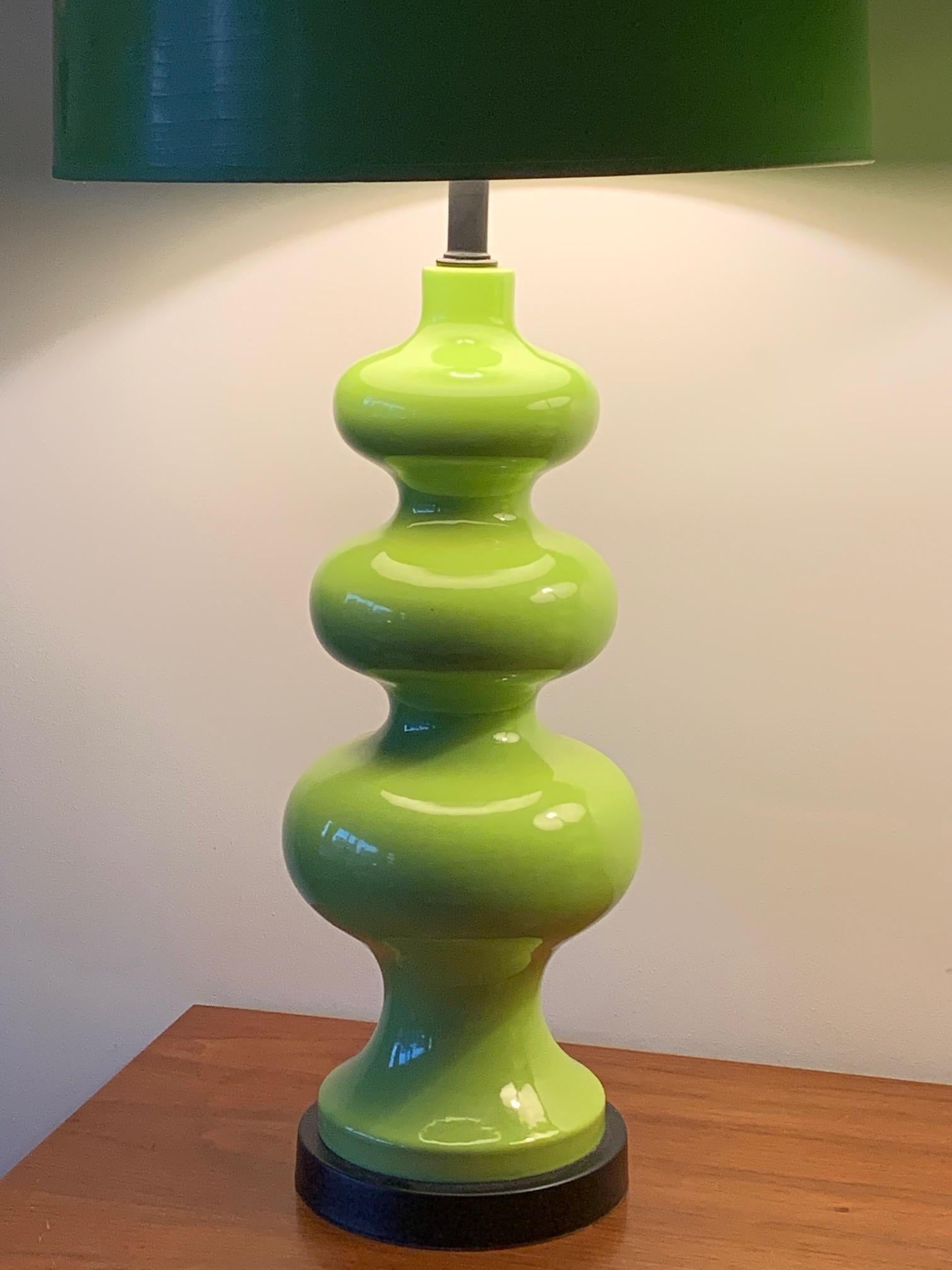 Pair of Impressive Ceramic Lamps circa 1970s with Original Shades In Good Condition For Sale In St.Petersburg, FL