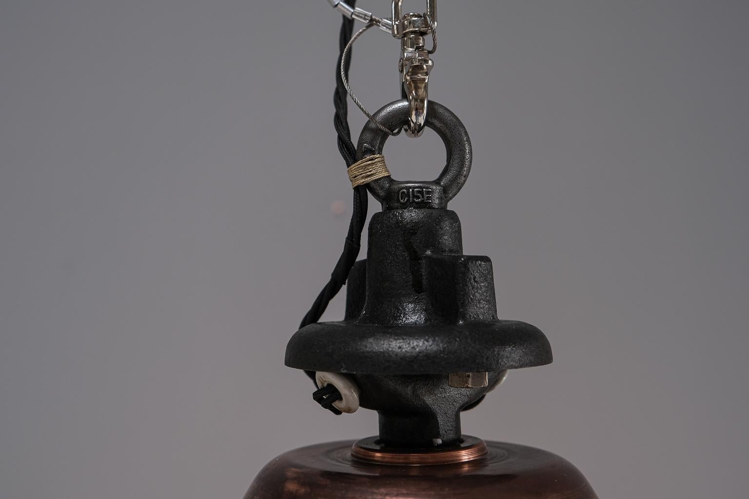 A pair of impressive, French factory lights made of copper and glas im Angebot 4